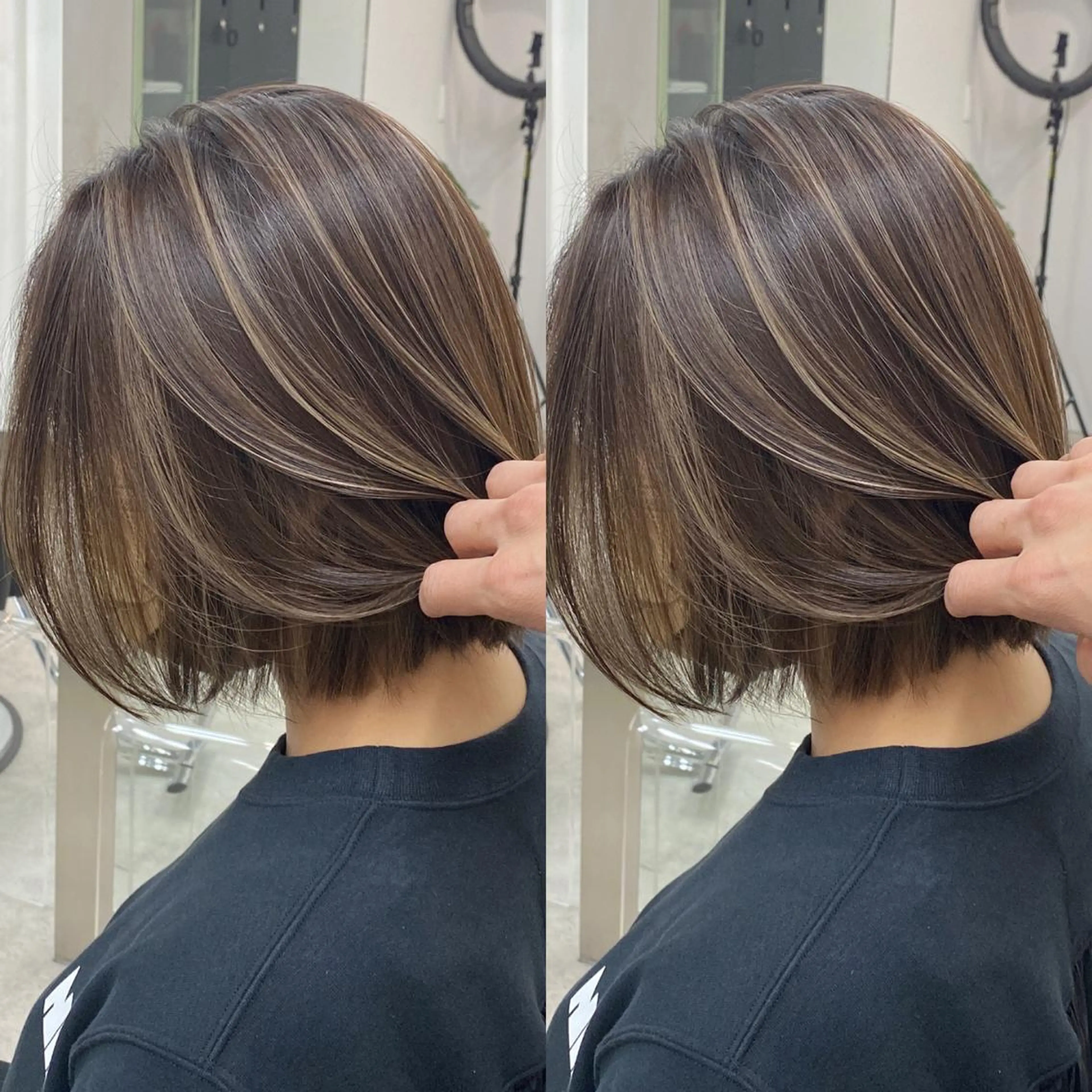 ショート カット ヘアカラー ハイライト、レイヤー カット/西梅田/中西のヘアスタイル