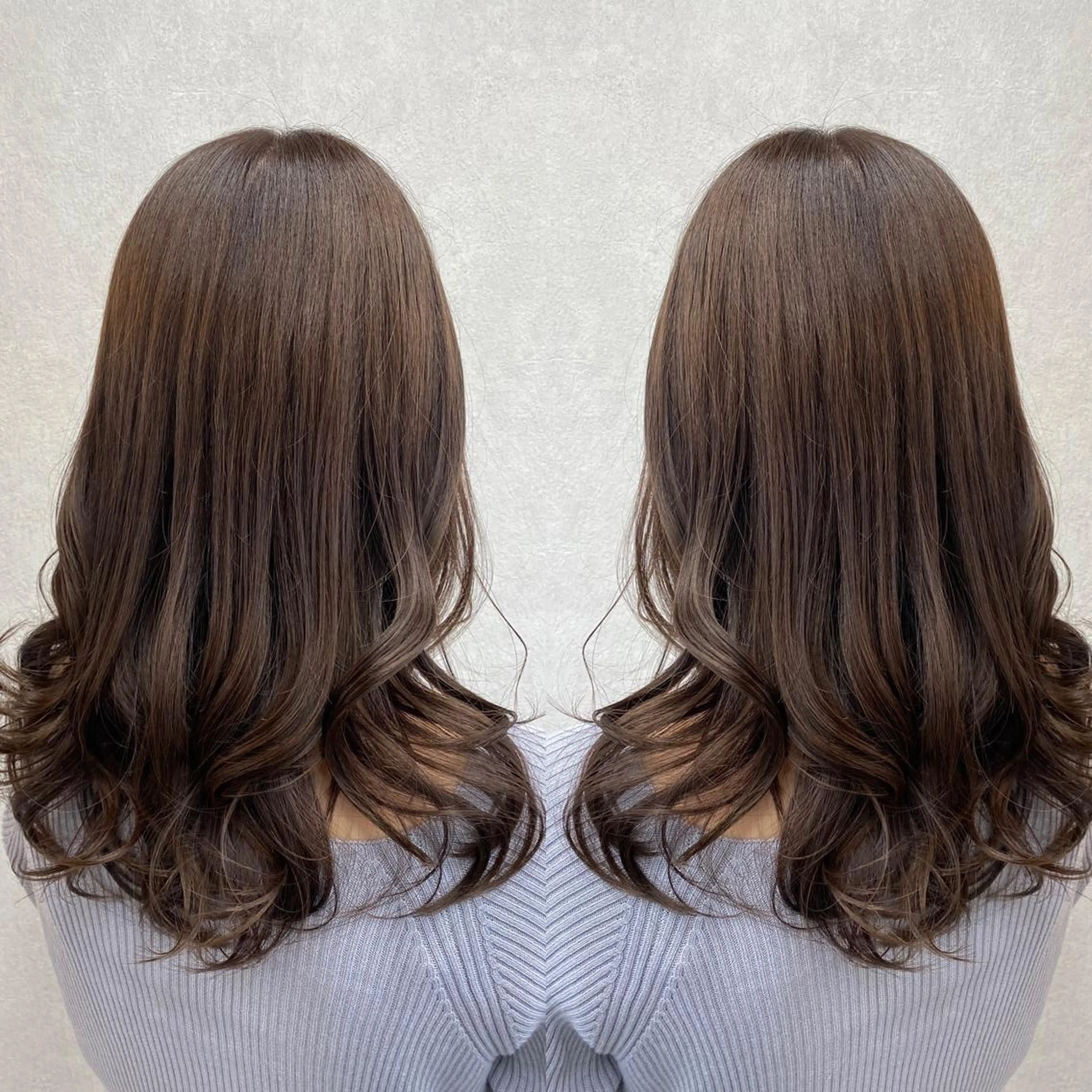 セミロング カラー アッシュ 透明感カラー ラベンダーカラー ラベンダーアッシュ tocca 💜石田愛結💜のヘアスタイル