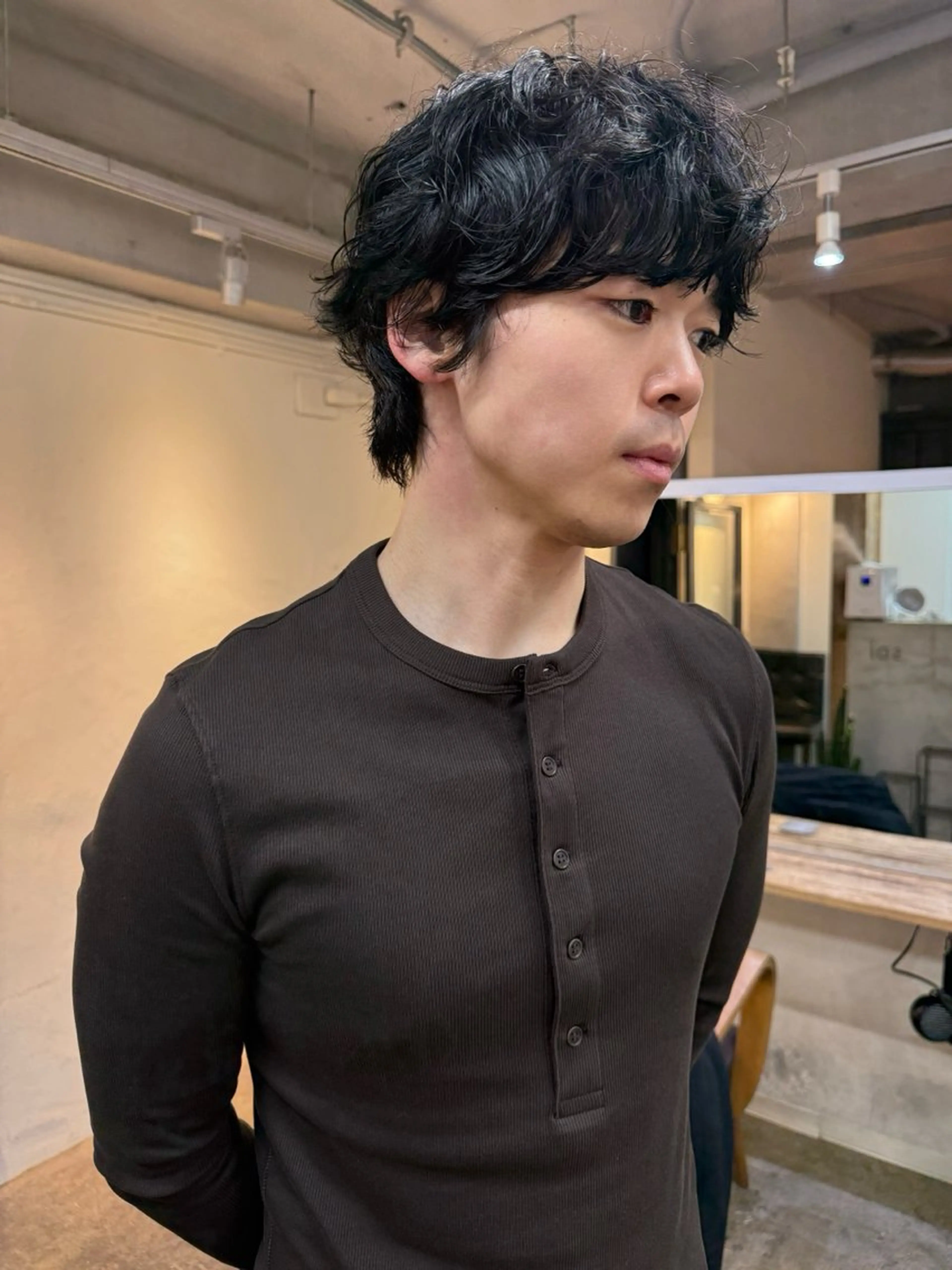 ショート パーマ メンズ メンズパーマ ニュアンスパーマ カット パーマ トリートメント 森貴裕/ベージュ/ パーマ/オリーブのヘアスタイル