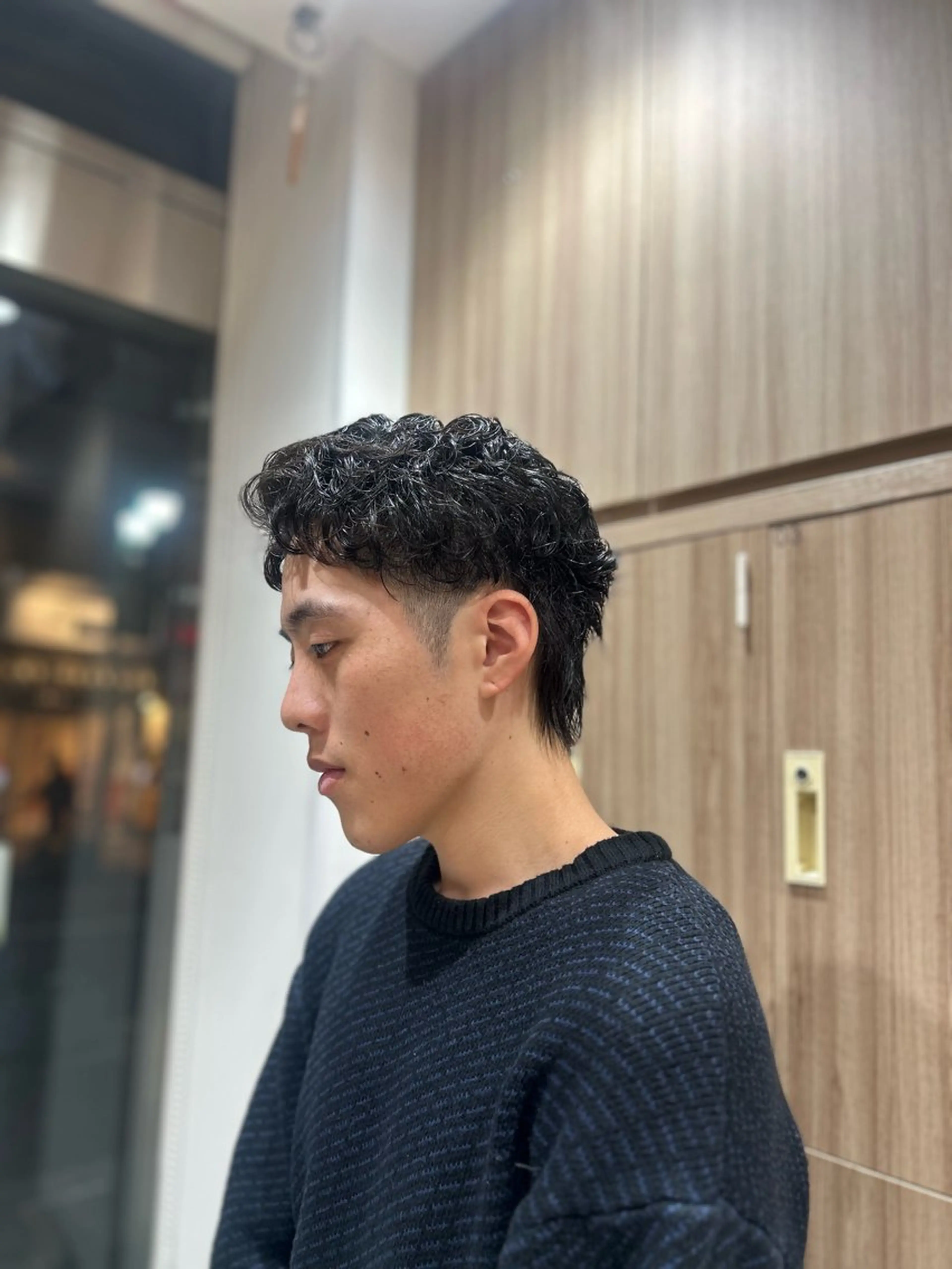 ショート パーマ メンズ カット パーマ ヘアセット ハイトーン× デザイン Runoのヘアスタイル