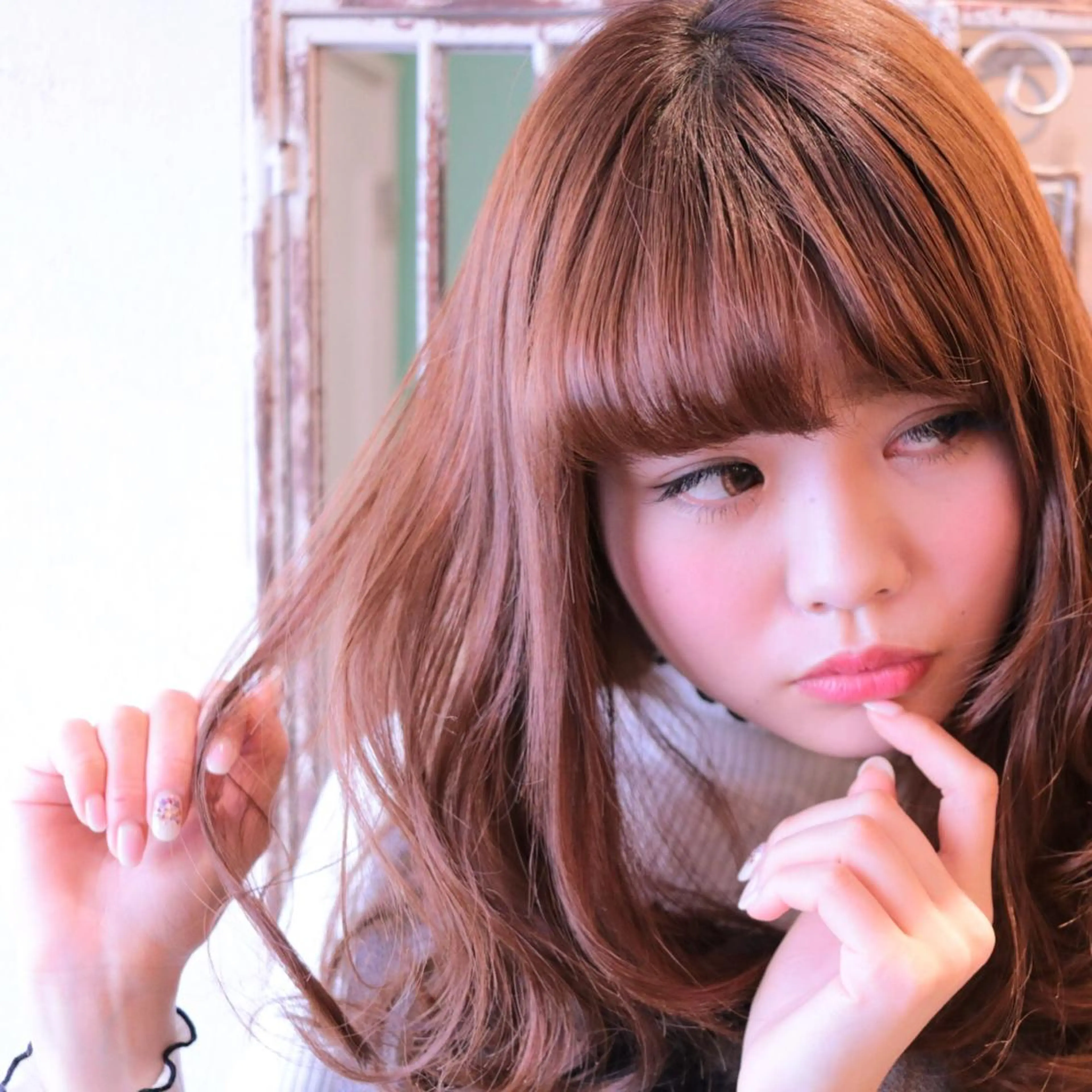 ミディアム セミロング ロング カラー 縮毛矯正クロスパーマ 益子達也のヘアスタイル