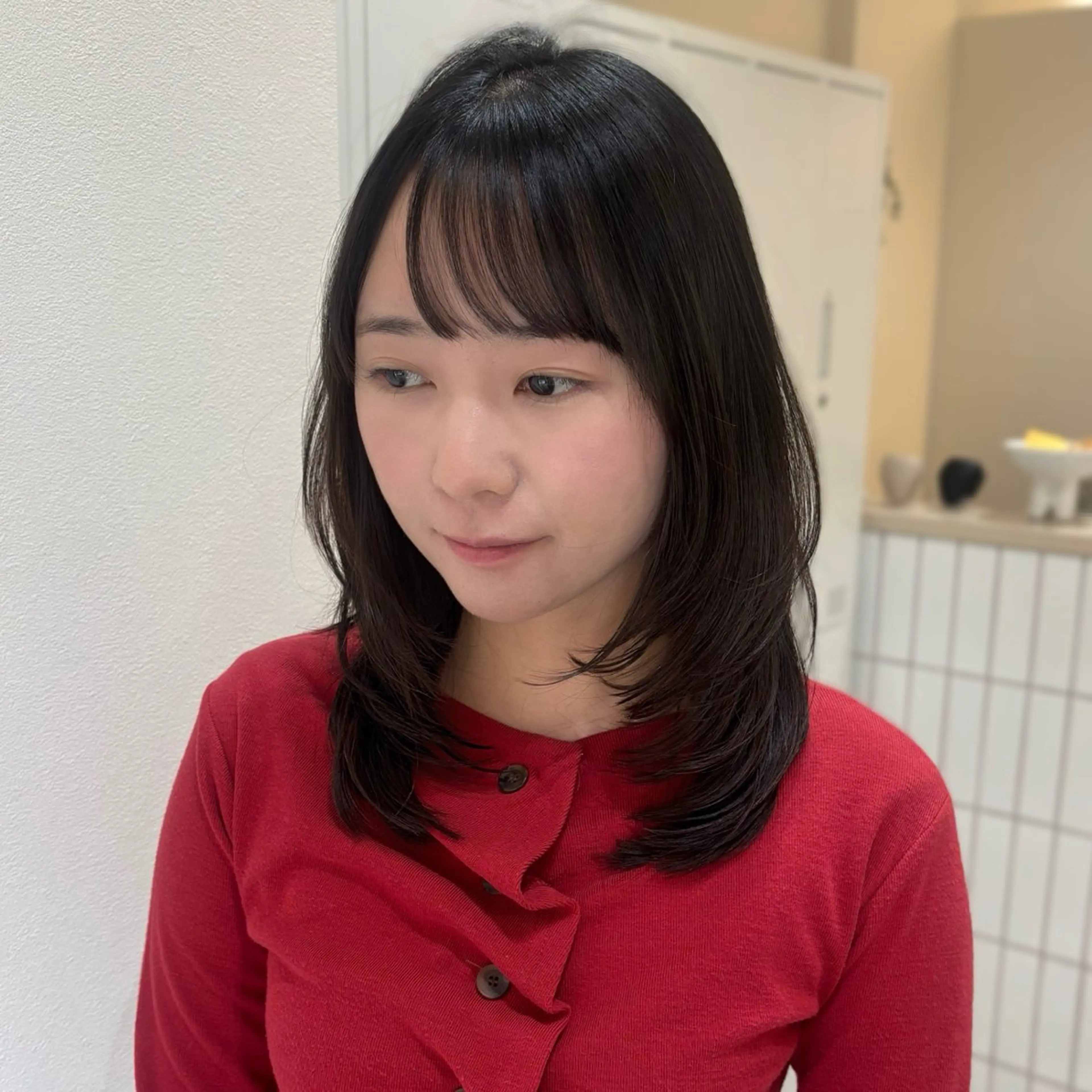 ミディアム カット トリートメント fuyuna レイヤーカット🖤のヘアスタイル