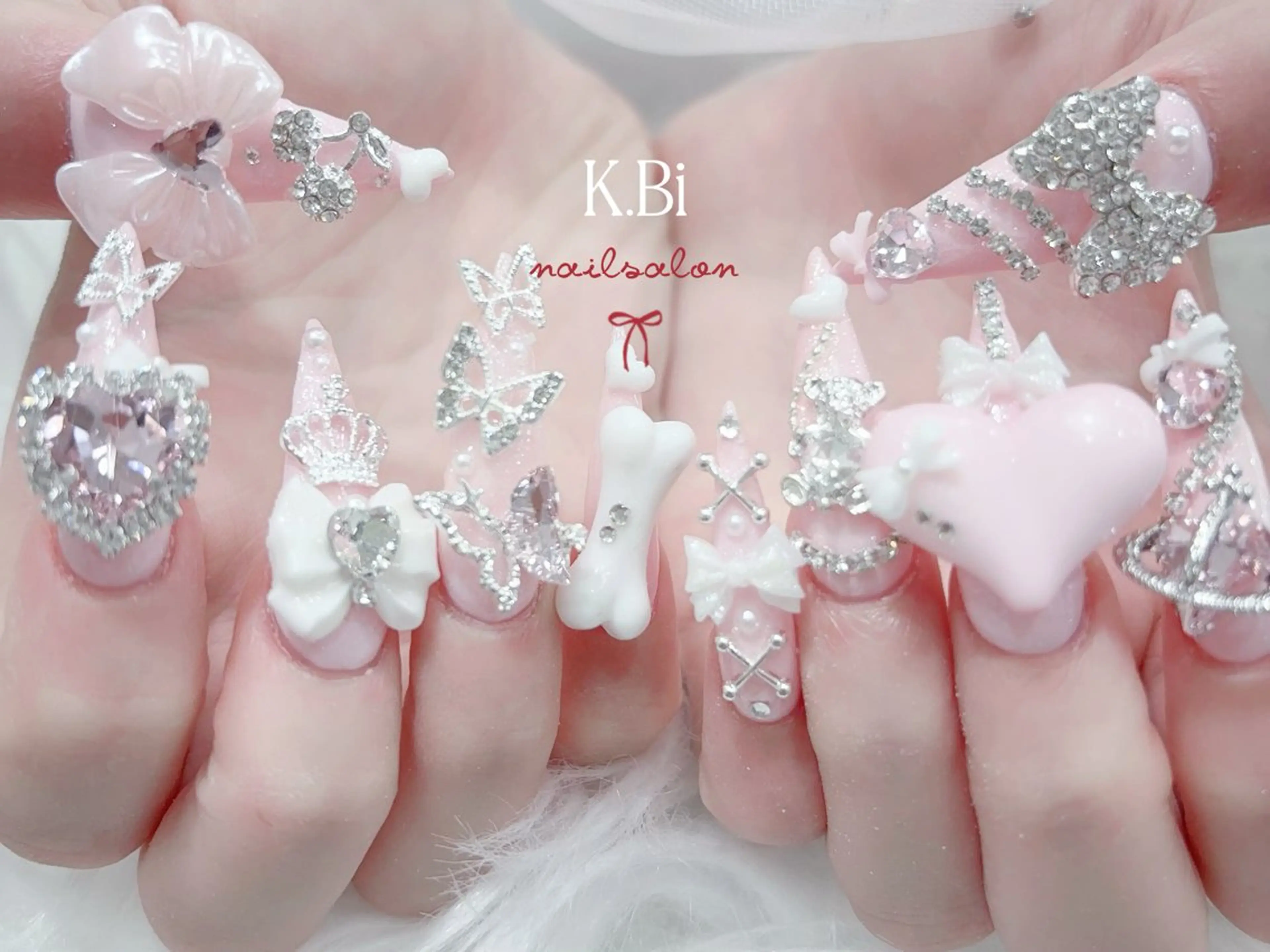 ネイル 成人式 ハンドネイル K.bi_nail ネイル長さ出し専門店のネイルデザイン