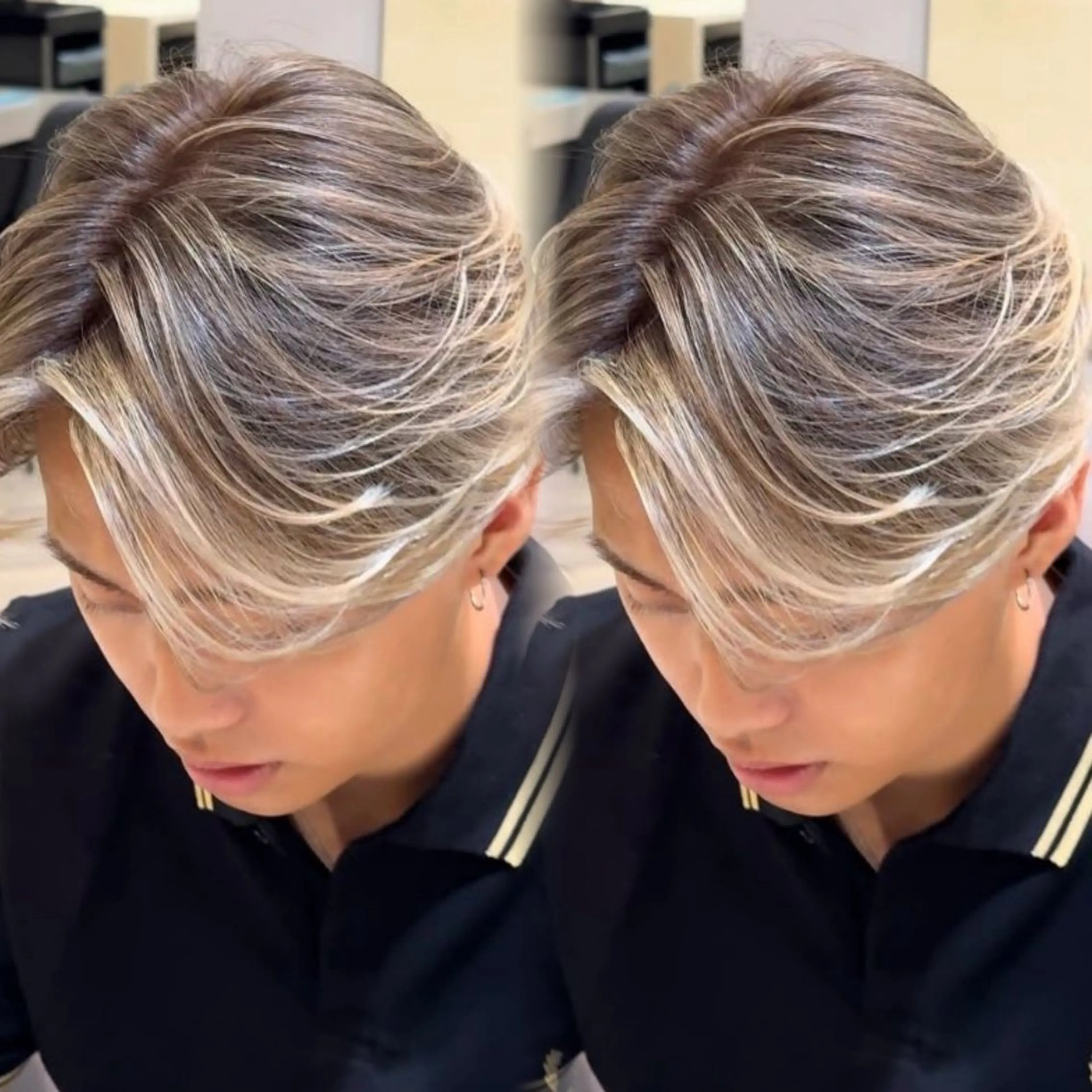 ショート カラー メンズ メンズハイライト ハイライトカラー ハイライト ヘアカラー 表参道/ハイライト バレイヤージュのヘアスタイル