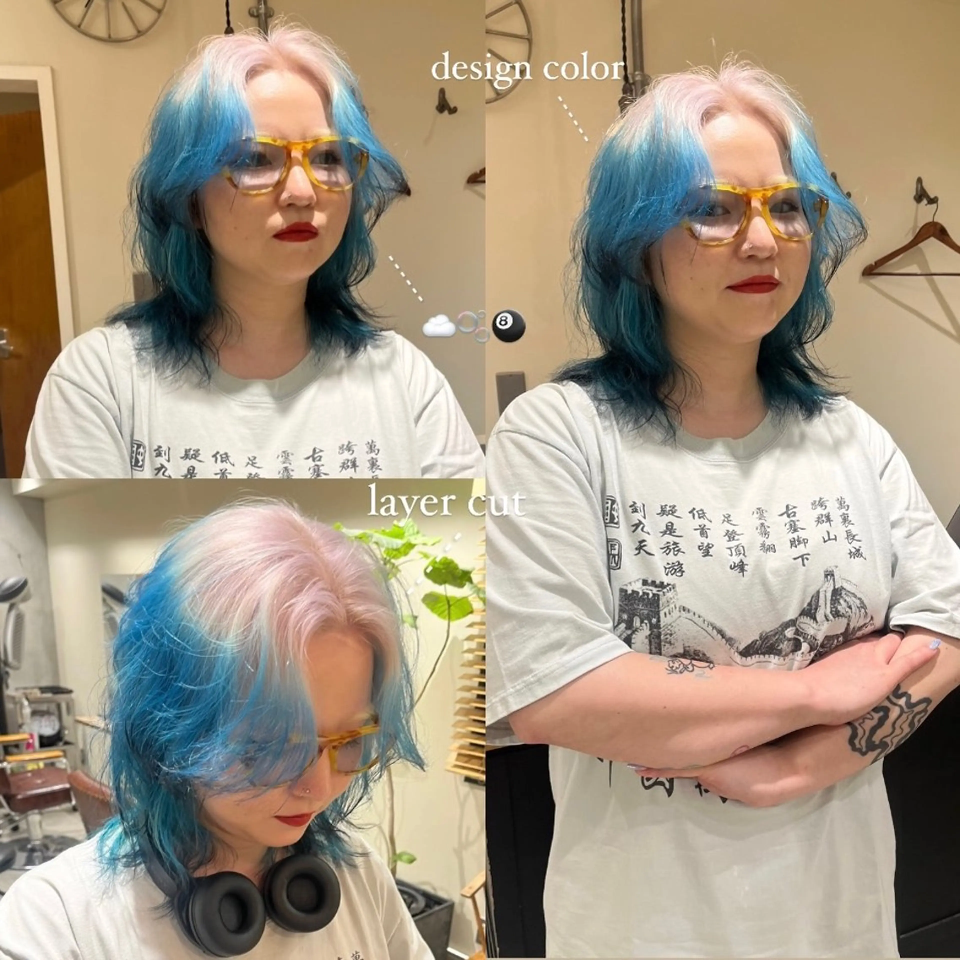 セミロング カラー ブリーチ デザインカラー ダブルカラー ヘアカラー 🦮shiori アイドルオタク🦮のヘアスタイル