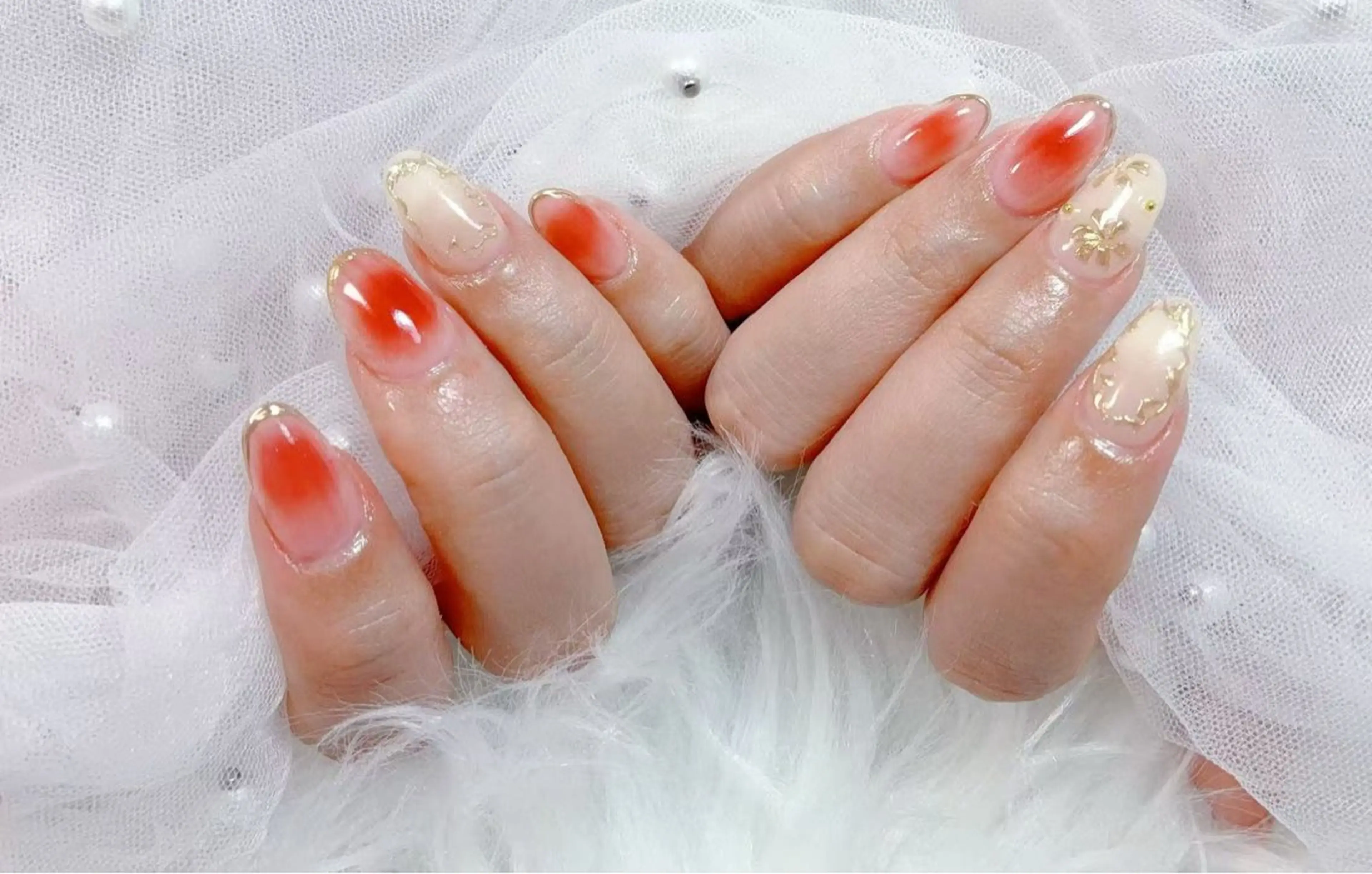 ネイル アニマル柄 チークネイル 成人式 フラッシュネイル フットネイル ハンドネイル B·U Nail大宮 長さだし専門店のネイルデザイン