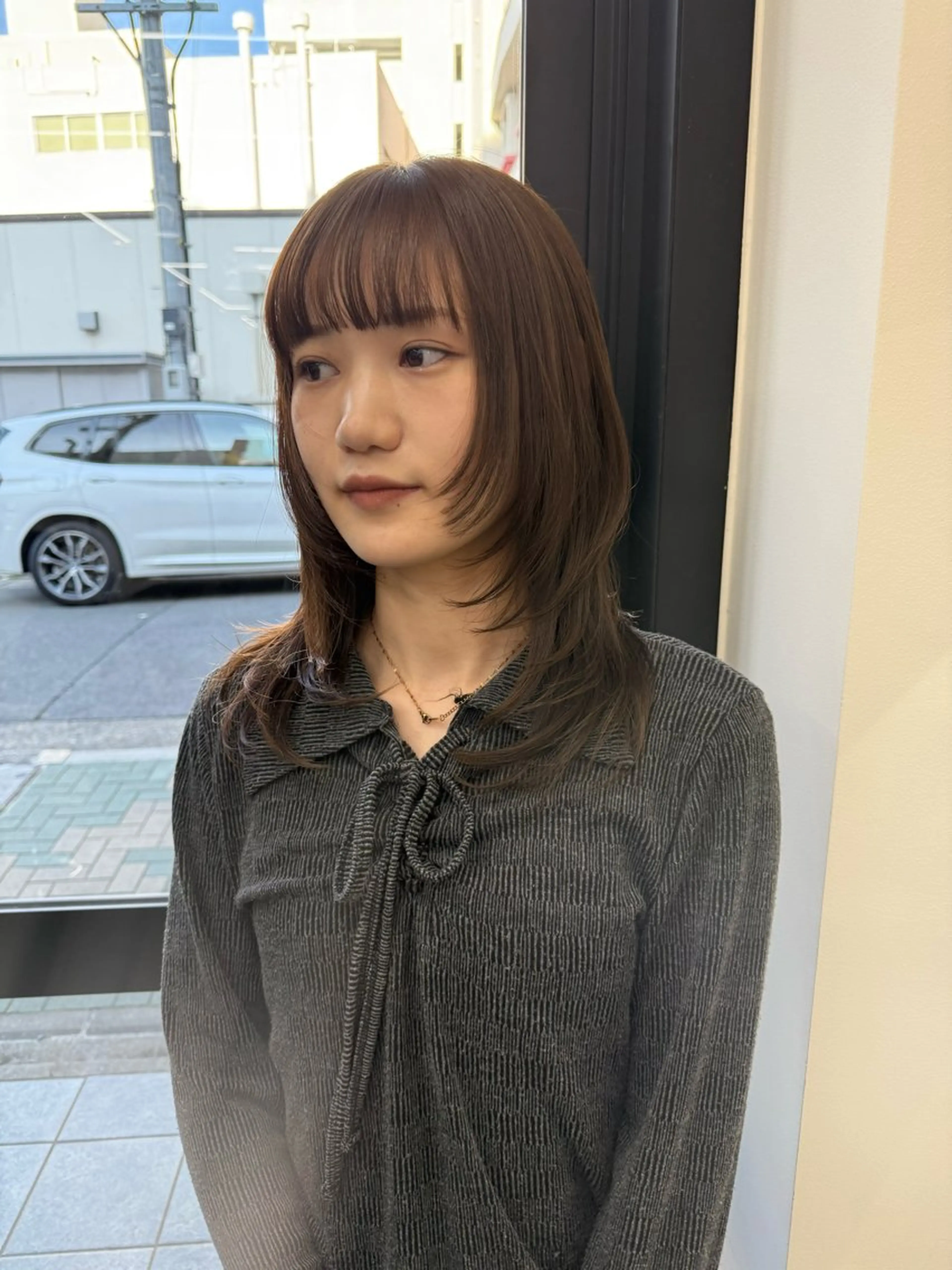 ミディアム レイヤーカット ヘアカラー 舟橋耀/ブリーチカラ ー/レイヤーカットのヘアスタイル