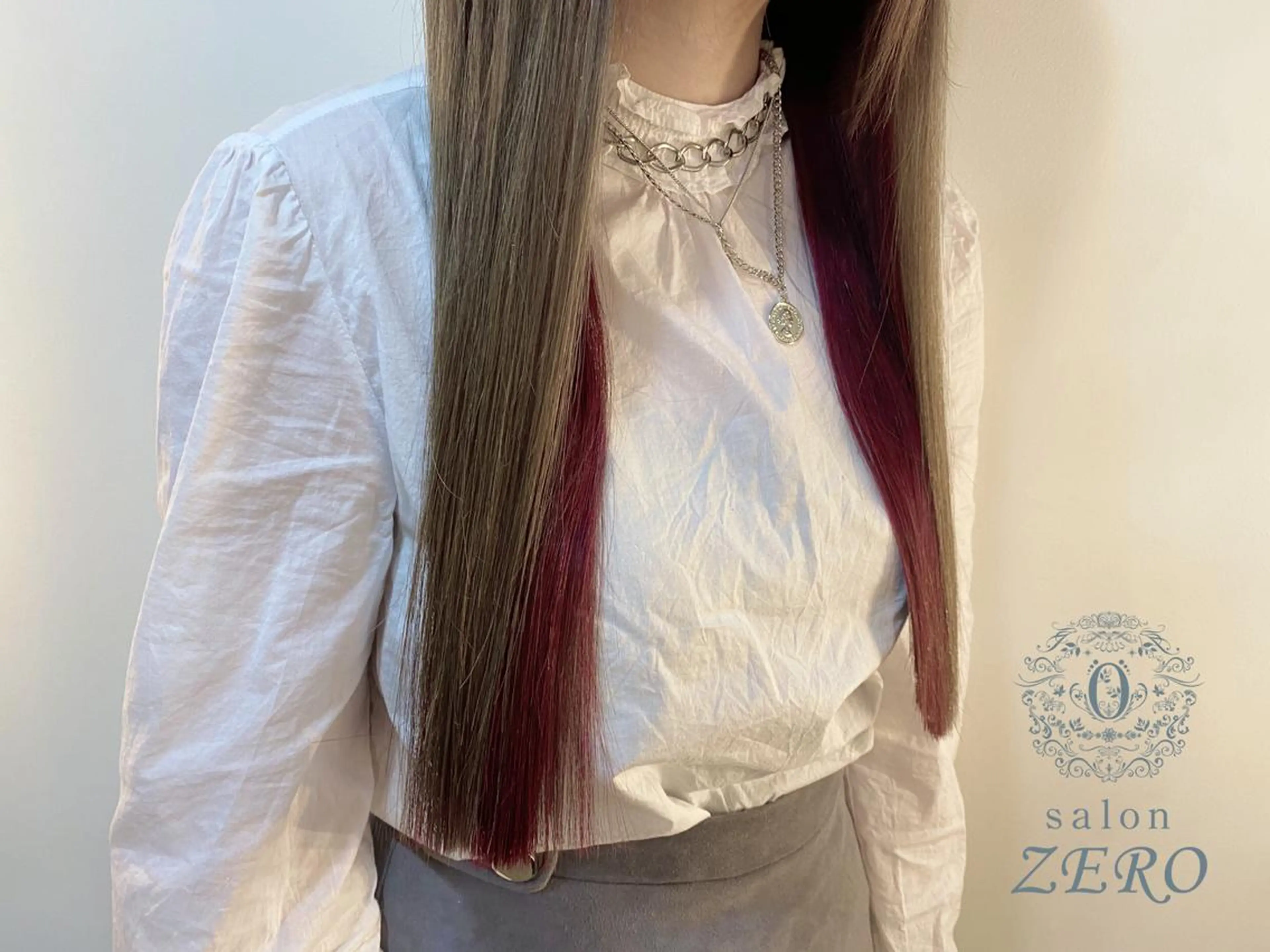 ロング カラー ヘアアレンジ インナーカラー メッシュ エクステ ロング Hair Make Salon ZEROのヘアスタイル