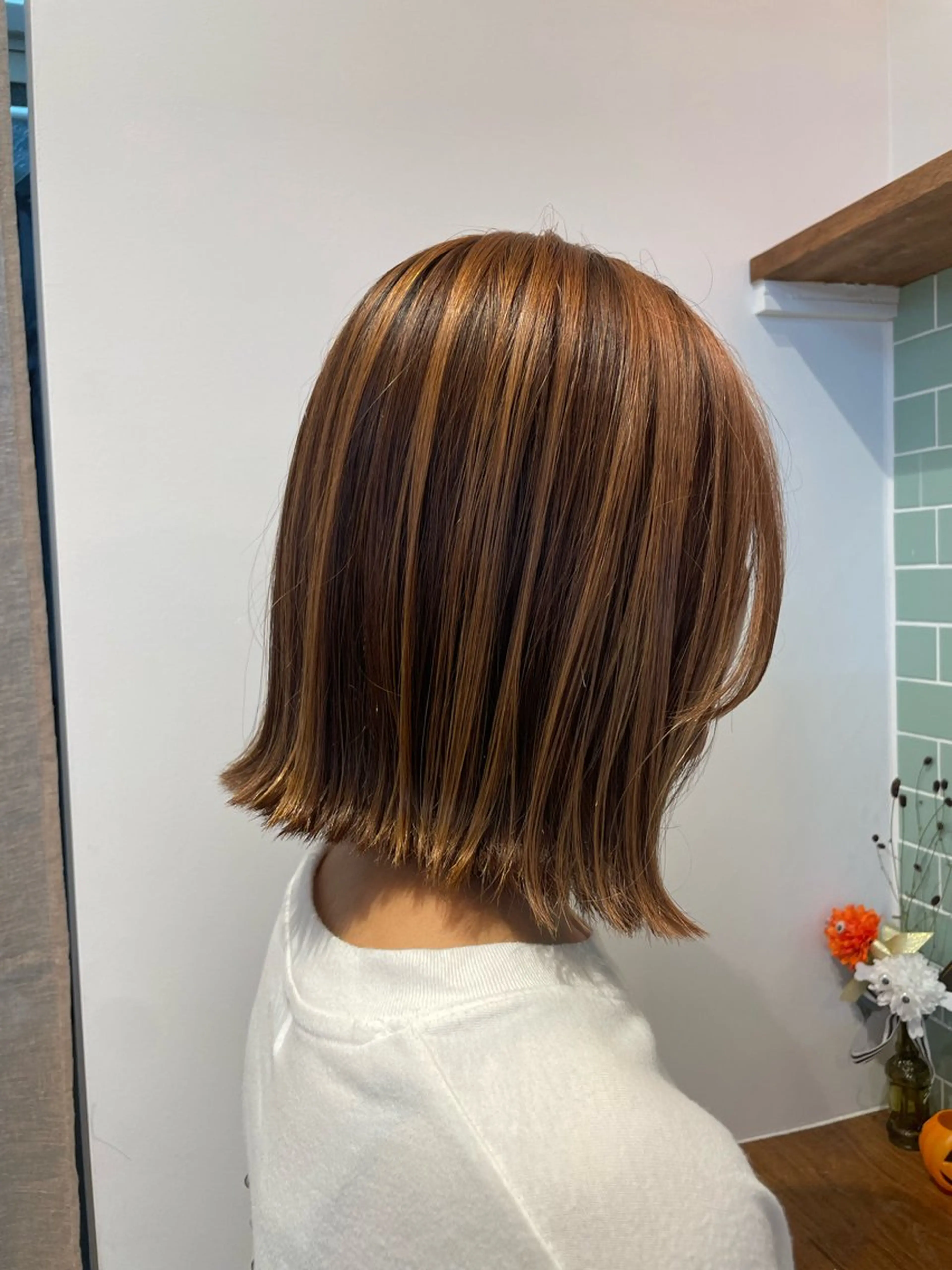 ミディアム 切りっぱなしボブ ボブ 望月 千絵のヘアスタイル