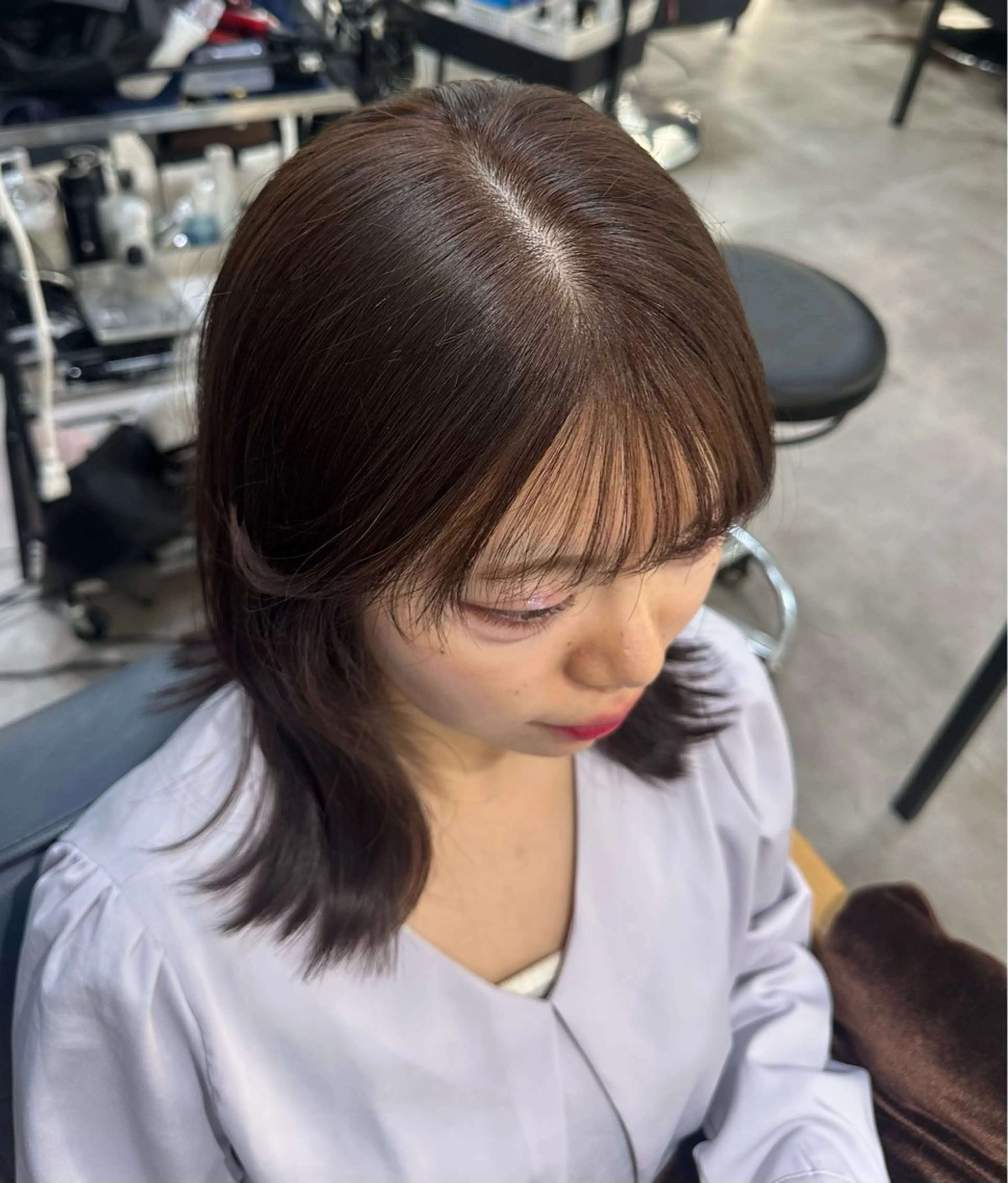 ミディアム カラー ブラウンカラー ピンクカラー カット ヘアカラー トリートメント 💎ReFaで作る 髪質改善💎のヘアスタイル