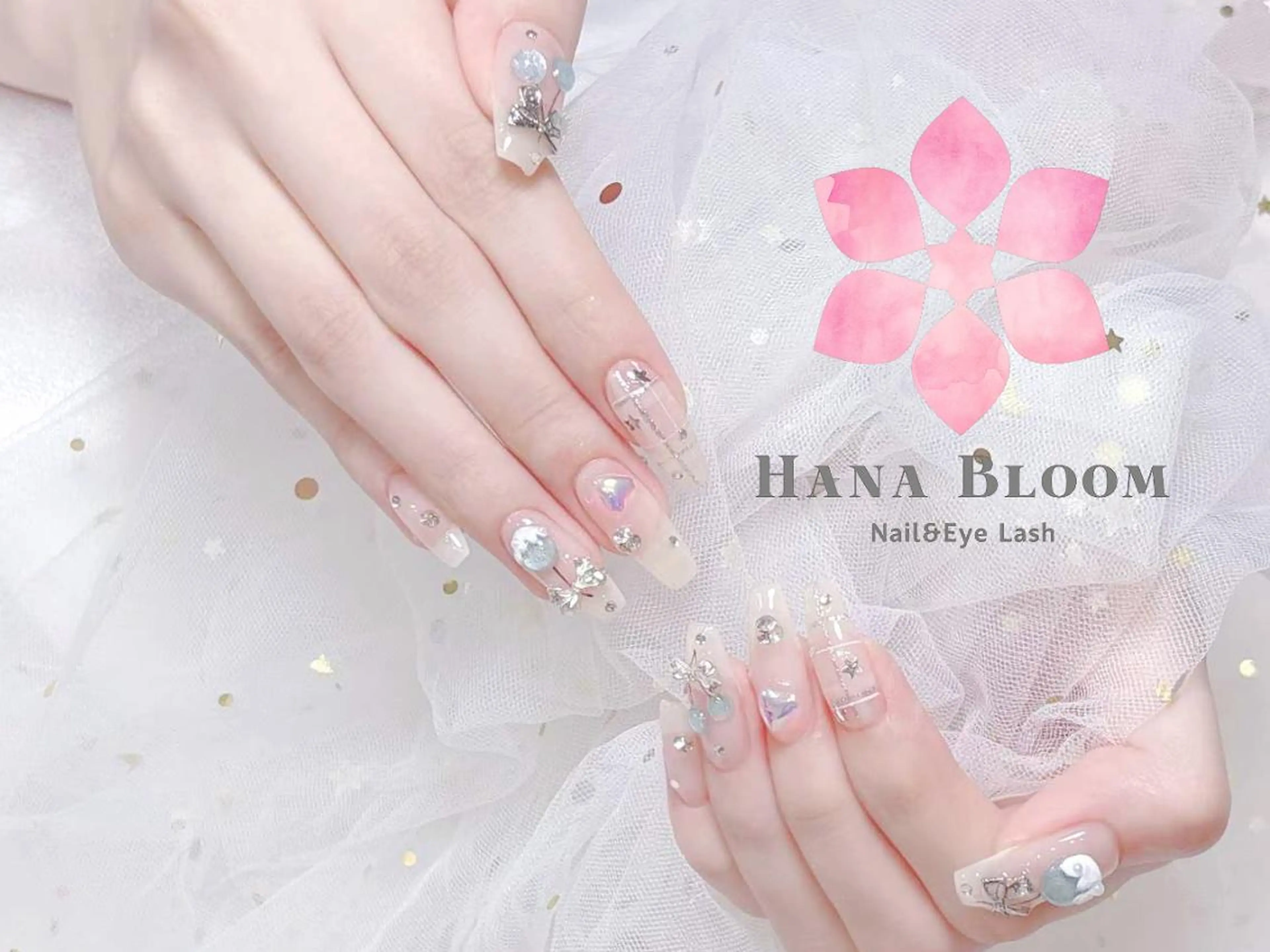 ネイル 長さ出し フレンチネイル ジェルネイル ガラスフレンチ 韓国ネイル Hana Bloom Nail💛Rinaのネイルデザイン
