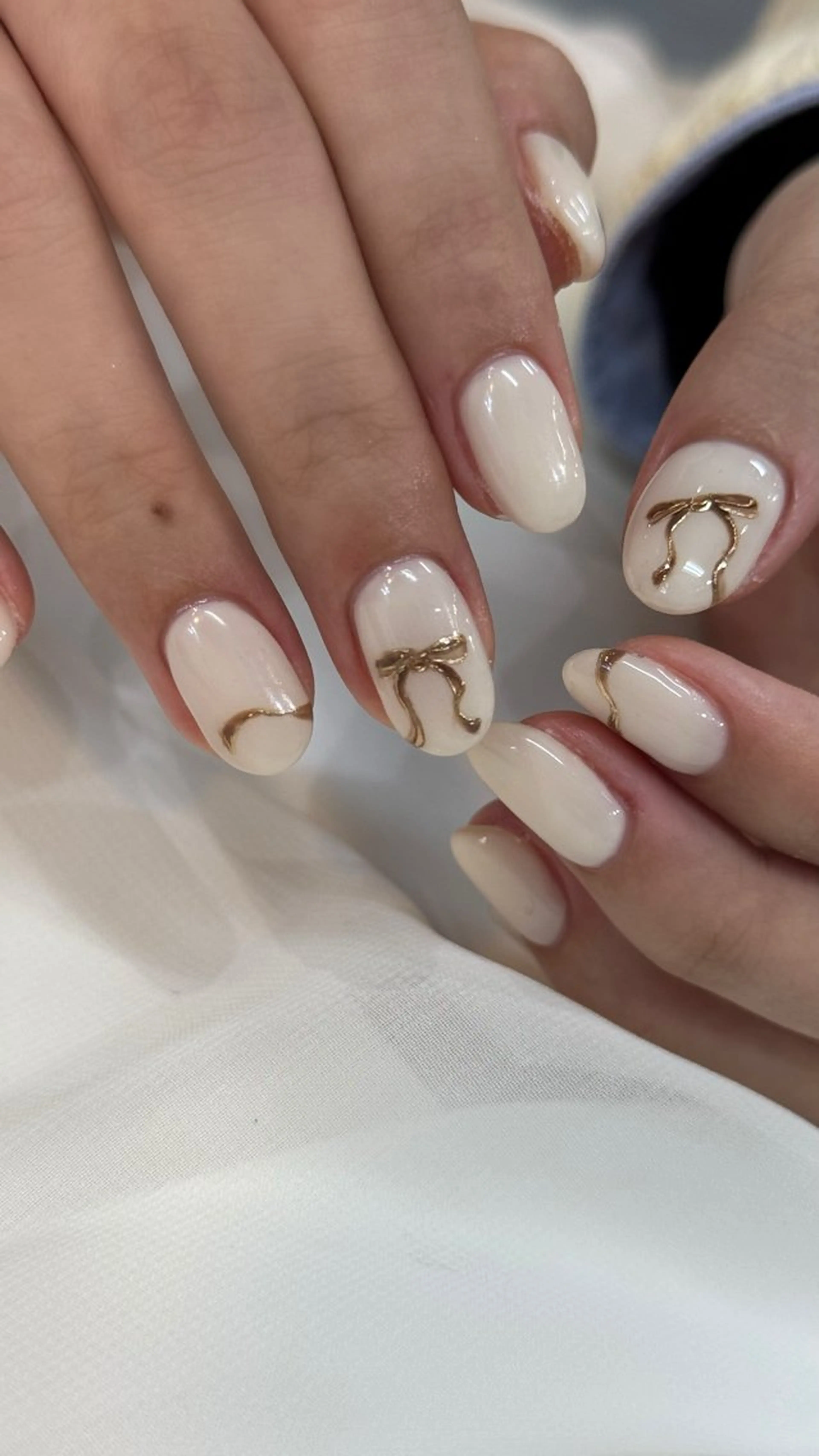 ネイル リボン ハンドネイル HARUKA ネイリスト福岡/薬院のネイルデザイン