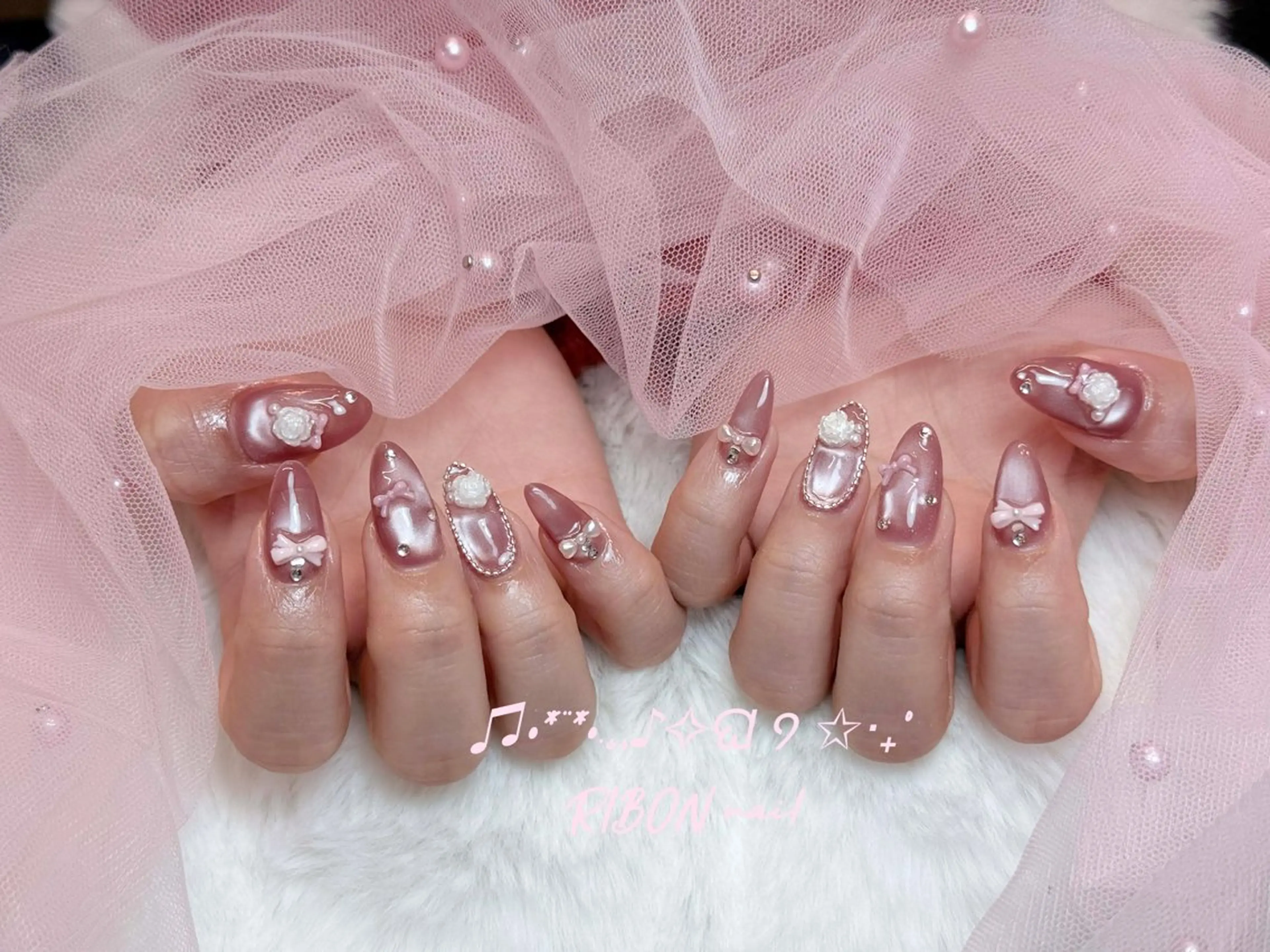 ネイル チークネイル 長さ出し フレンチネイル ジェルネイル グラデーション ハンドネイル RIBON nail salonのネイルデザイン
