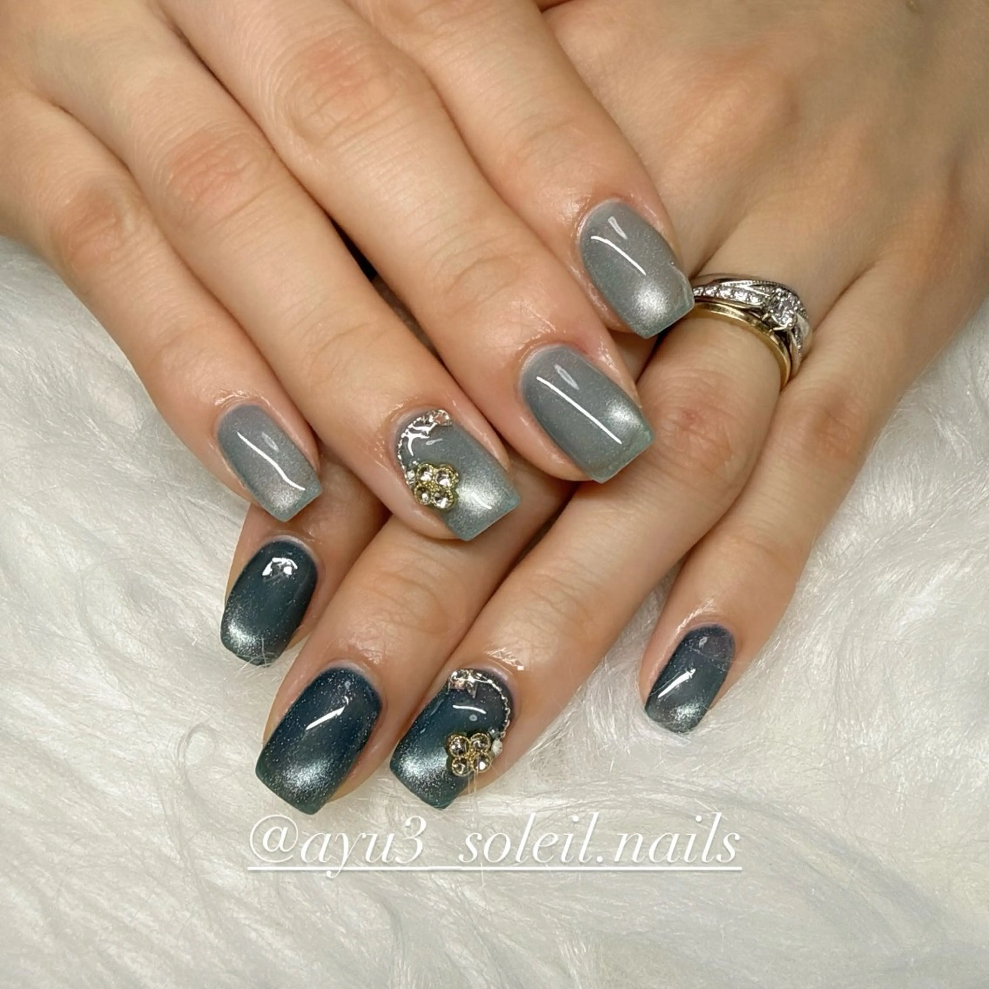 ネイル ブルー ハンドネイル 大橋 歩美のネイルデザイン