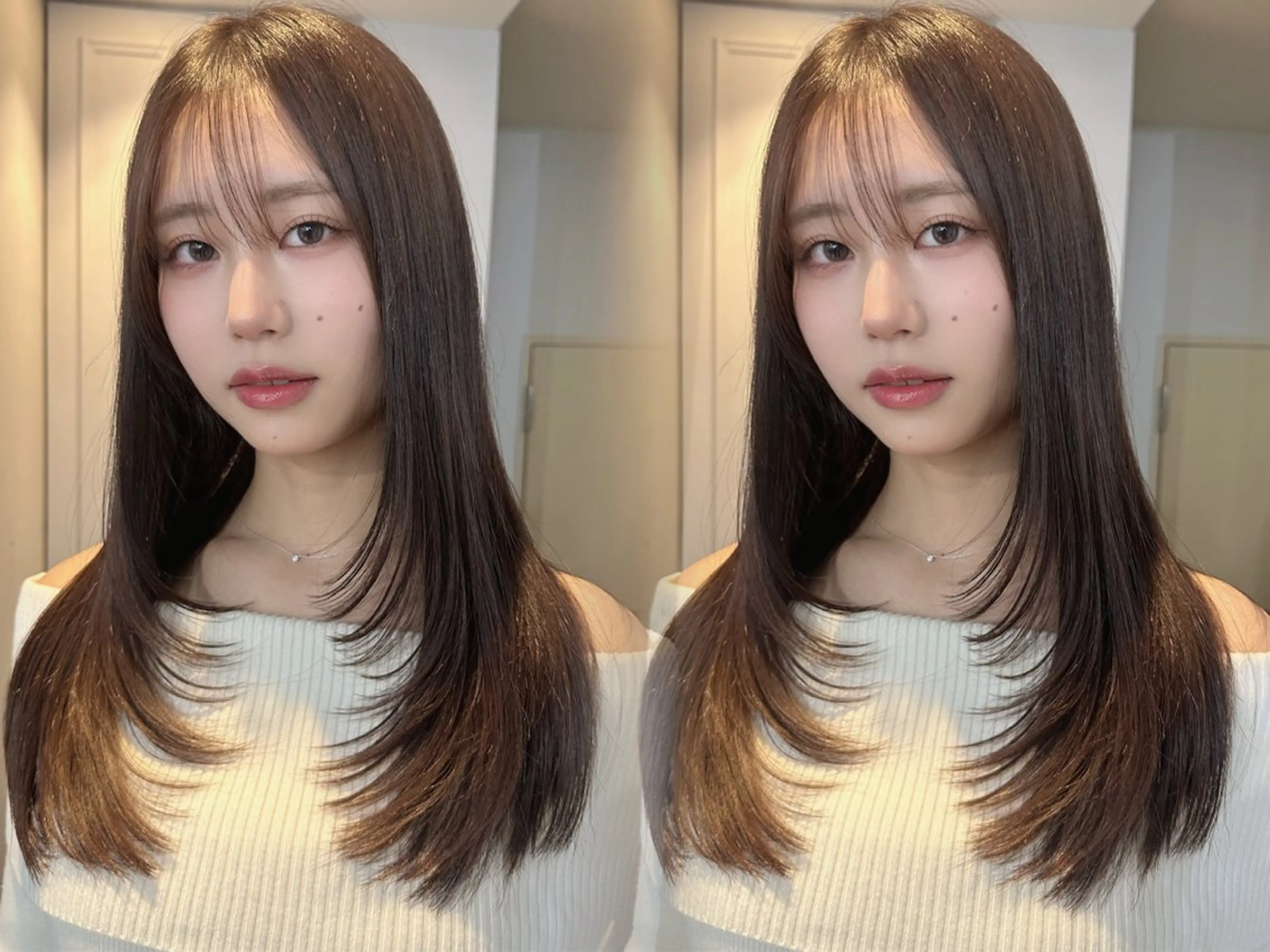 ロング カラー ブラウンカラー 透明感カラー くびれヘア レイヤーカット カット ヘアカラー MOE レイヤー/新宿三丁目のヘアスタイル