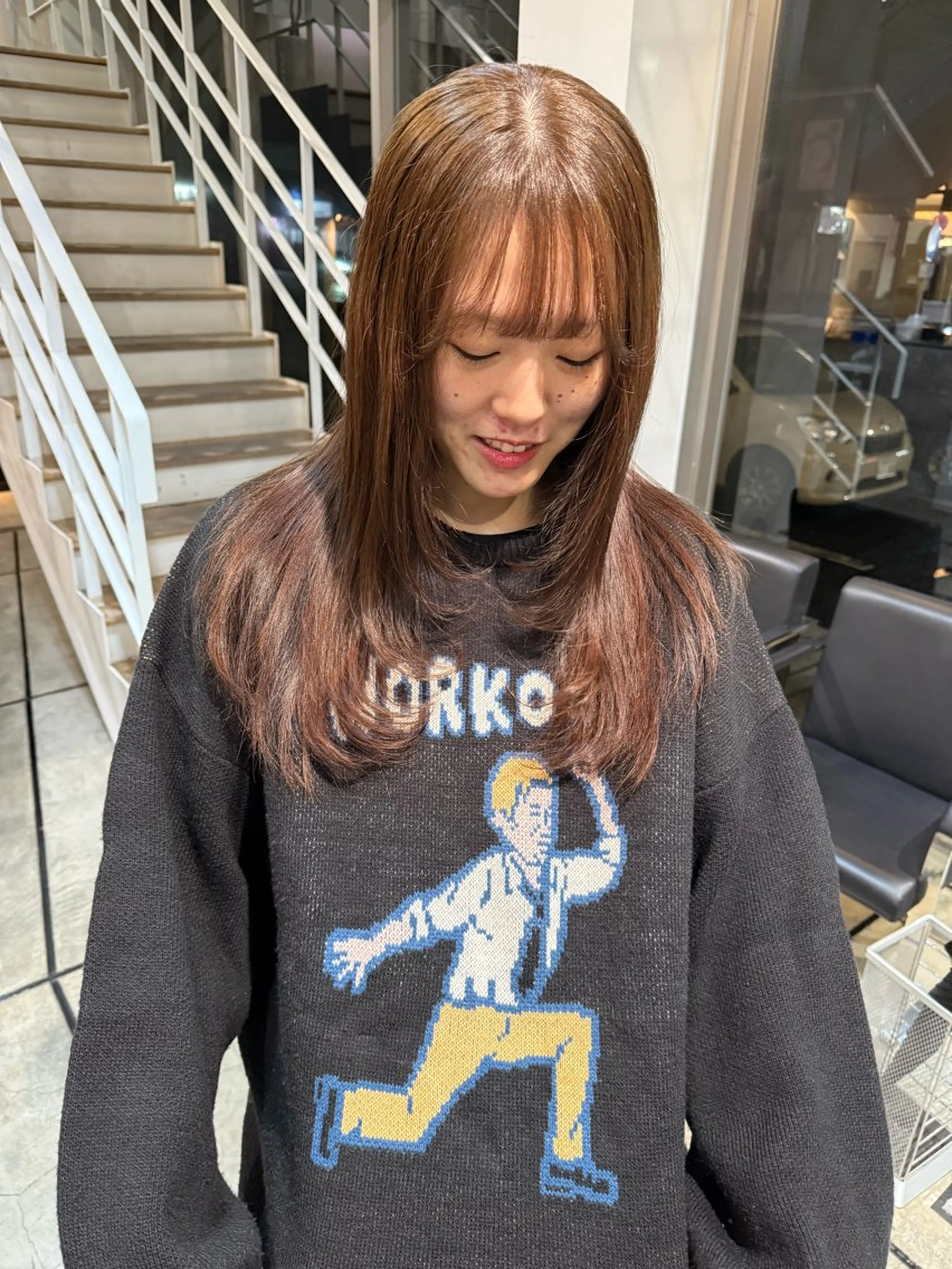 セミロング カラー ベージュカラー ブラウンカラー レイヤーカット 野林 夏帆のヘアスタイル