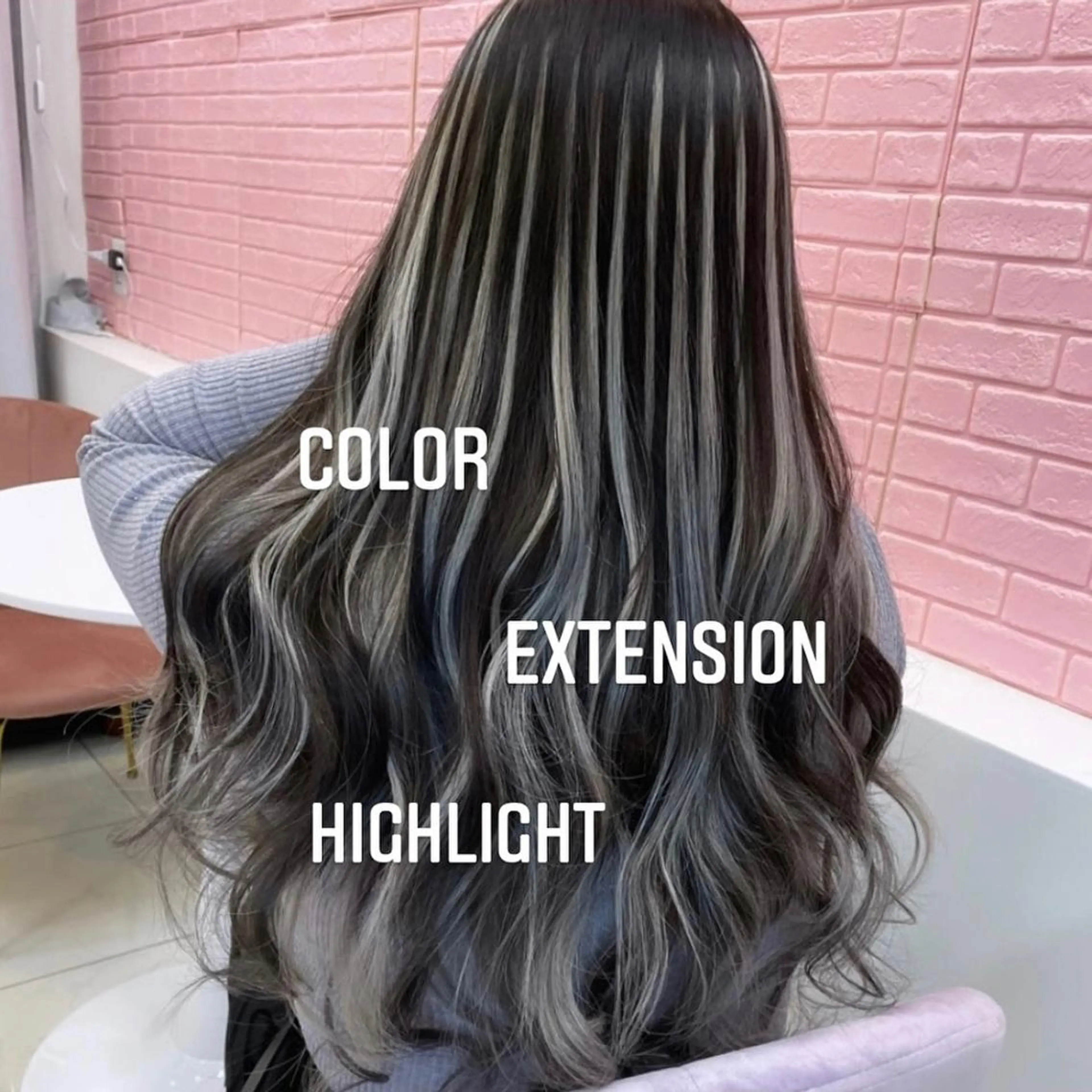 ロング カラー エクステ エクステ🩵ブリーチ 韓国ヘア🩵KAEのヘアスタイル