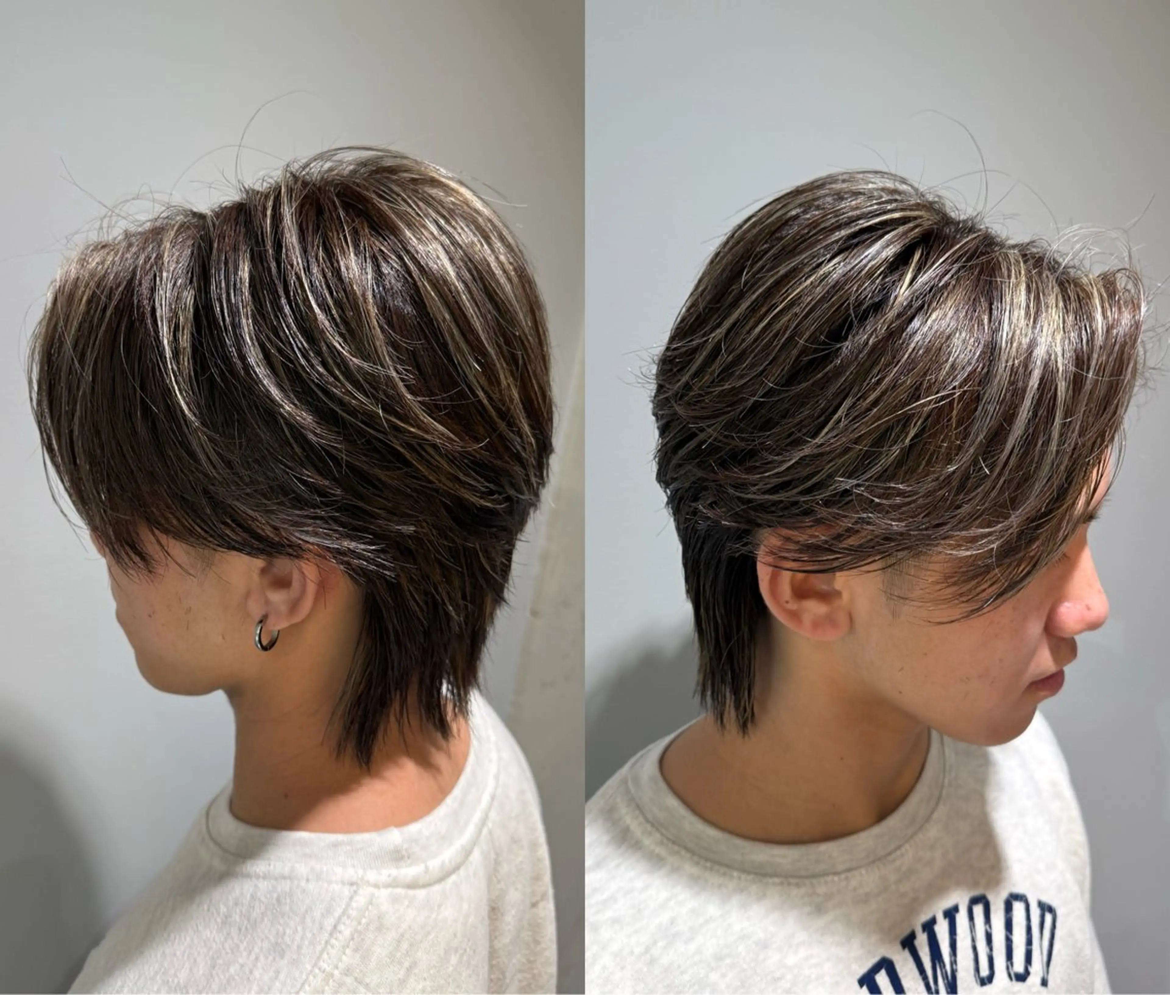 ショート カラー メンズ メンズブリーチ センターパート メンズハイライト メンズウルフカット ブリーチ カット ヘアカラー トリートメント Riganuts王子 Hayato✂︎のヘアスタイル