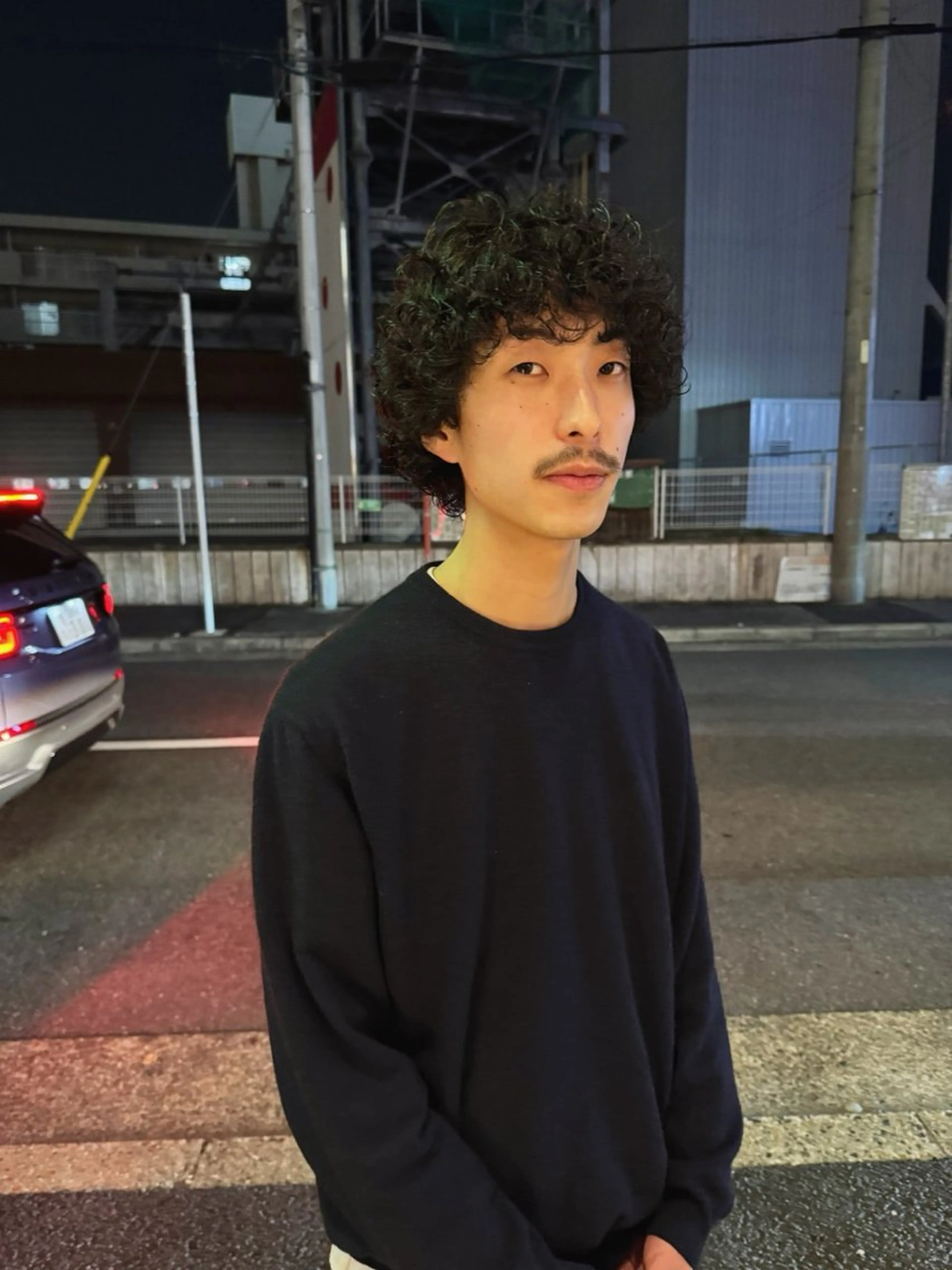 ミディアム パーマ メンズ カット パーマ トリートメント 難波 晃助のヘアスタイル