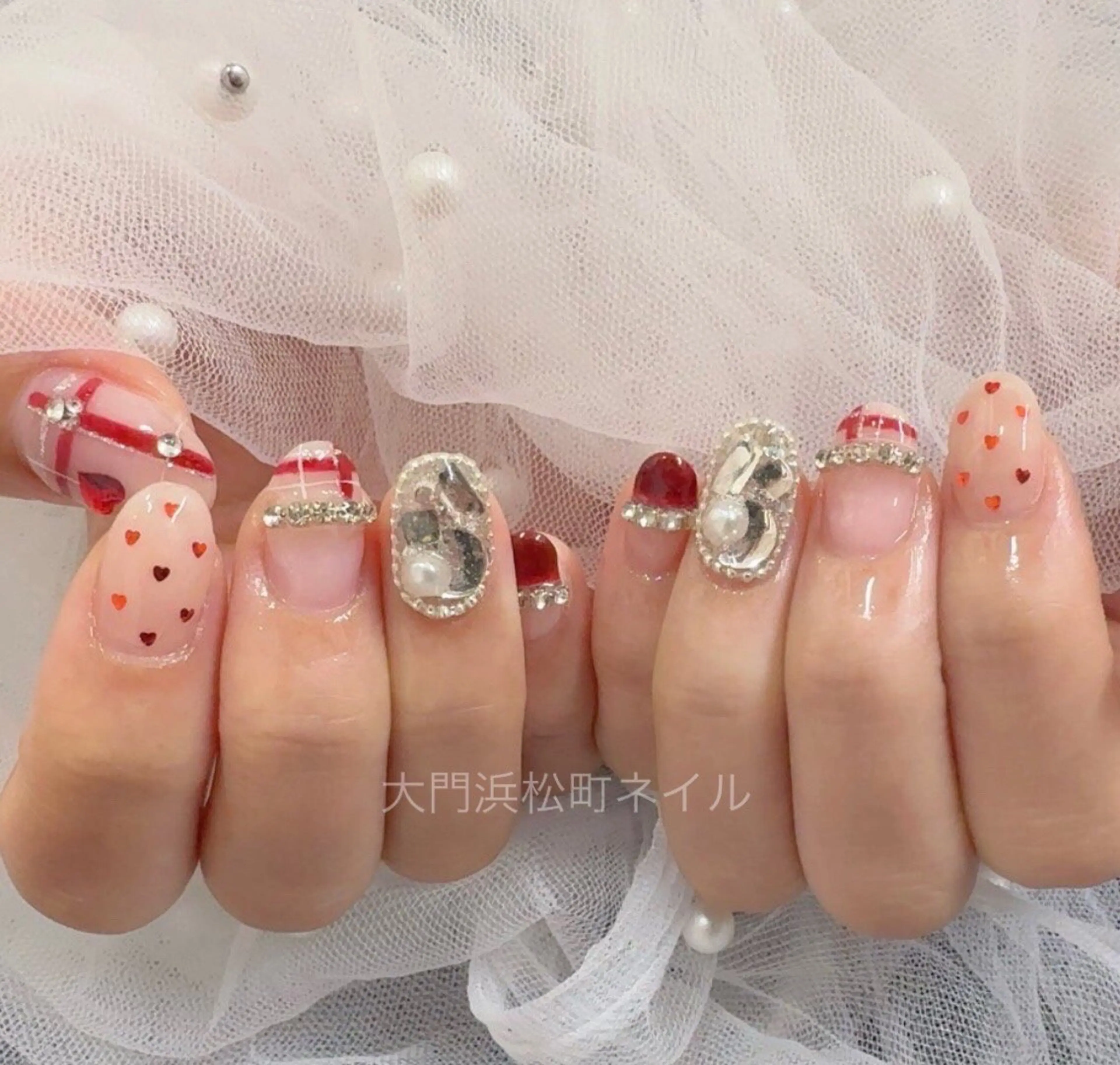 ネイル フレンチネイル ガラスフレンチ マグネットネイル ミラーネイル 持ち込み ハンドネイル ハンドケア 大門浜松町 ネイルのネイルデザイン