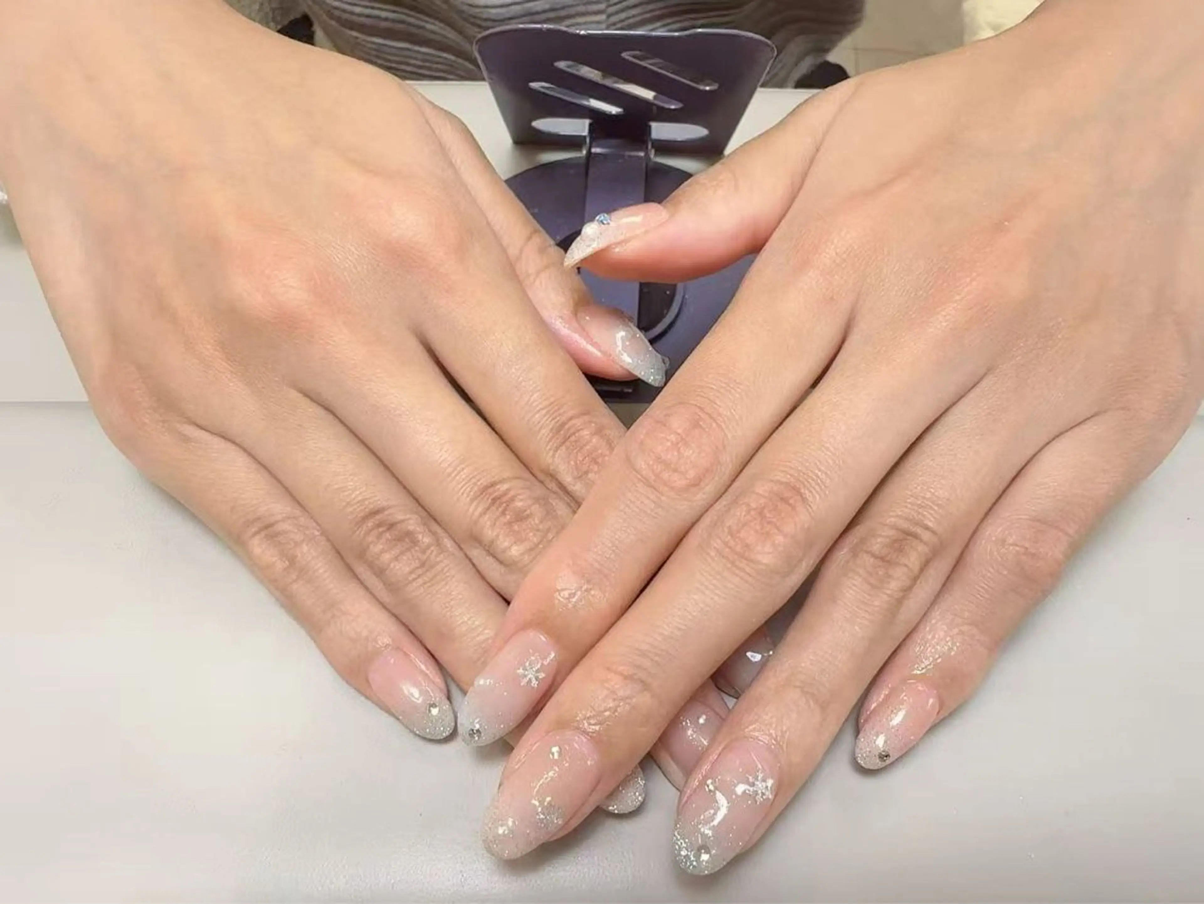 ネイル チークネイル フットネイル フレンチネイル ジェルネイル ガラスフレンチ 柚子 Nikoのネイルデザイン