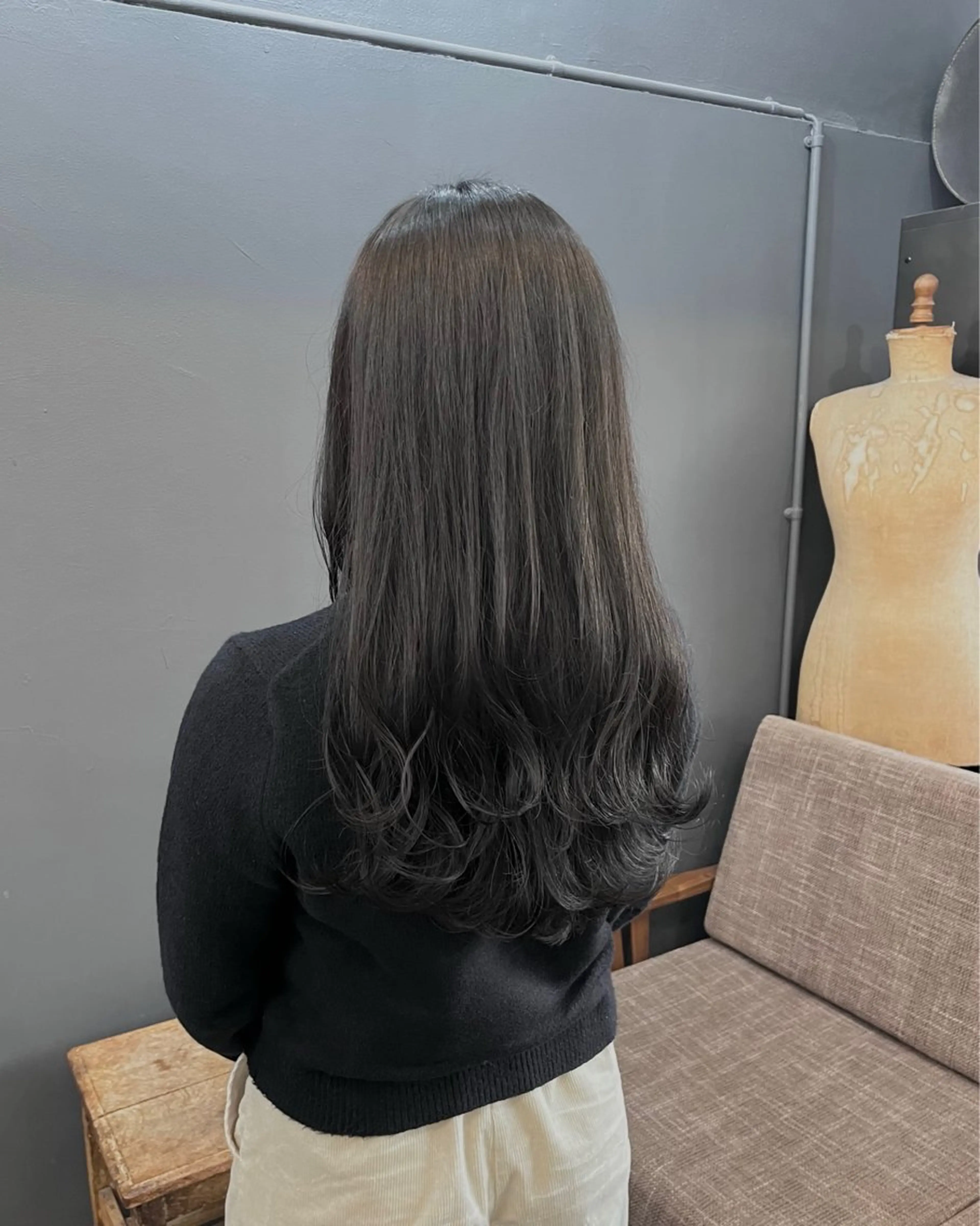 ロング カラー カット ヘアカラー 暗髪とオリーブ🌿 渡辺拓人のヘアスタイル