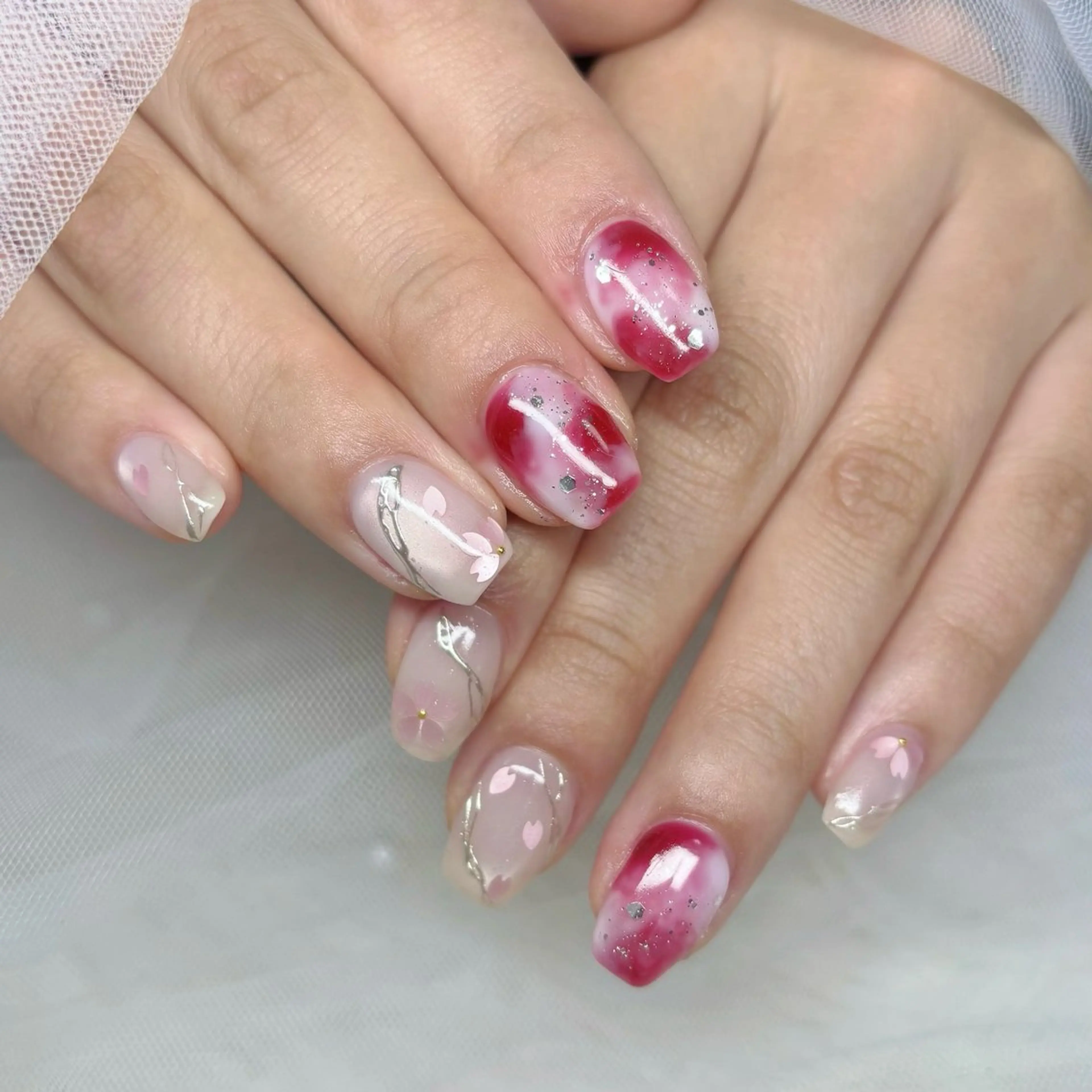 ネイル 大理石ネイル(マーブル) ハンドネイル Y🩵 Jasmineのネイルデザイン