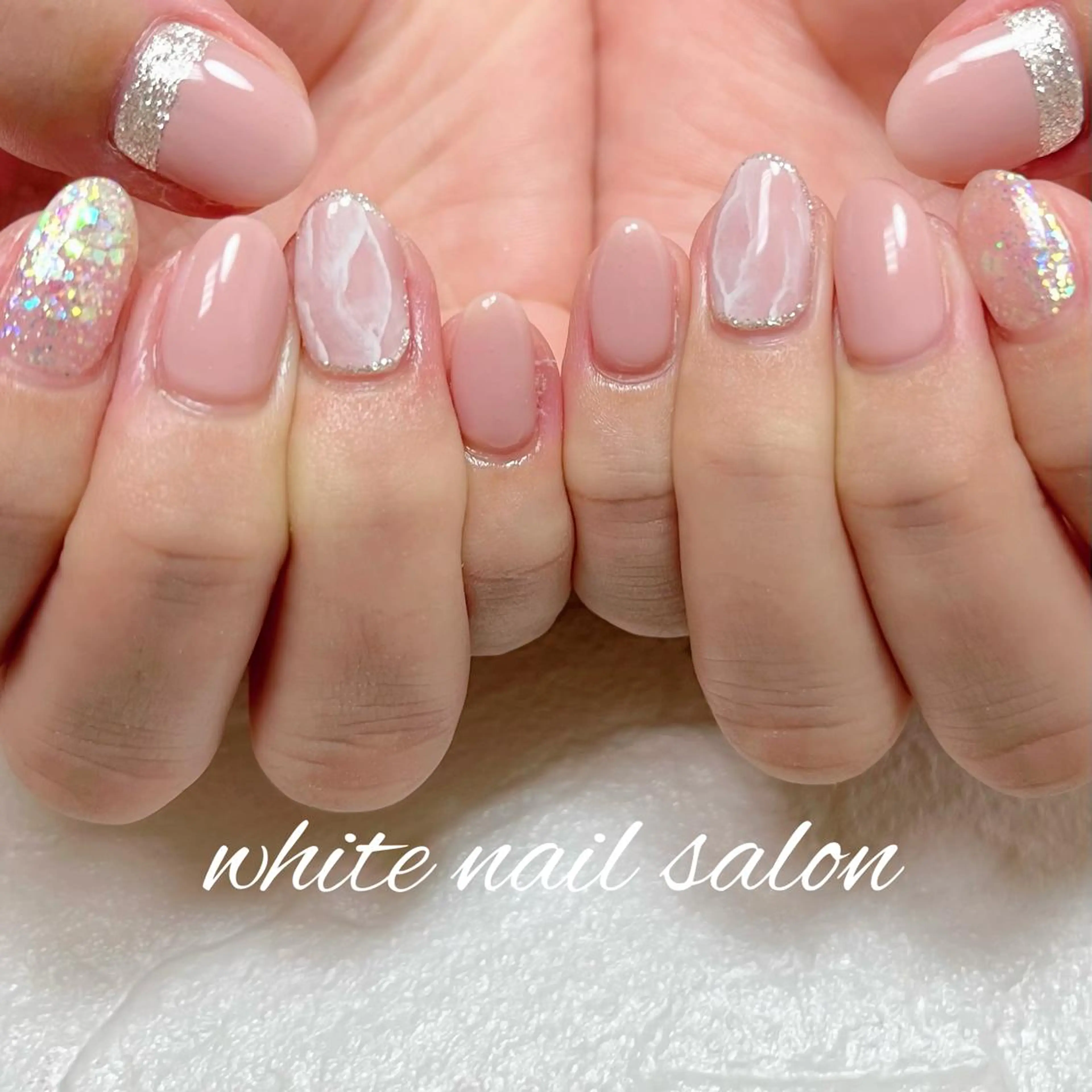 ネイル フットネイル ジェルネイル ハードジェル ラメ(グリッター) 持ち込み ハンドネイル white nail salonのネイルデザイン
