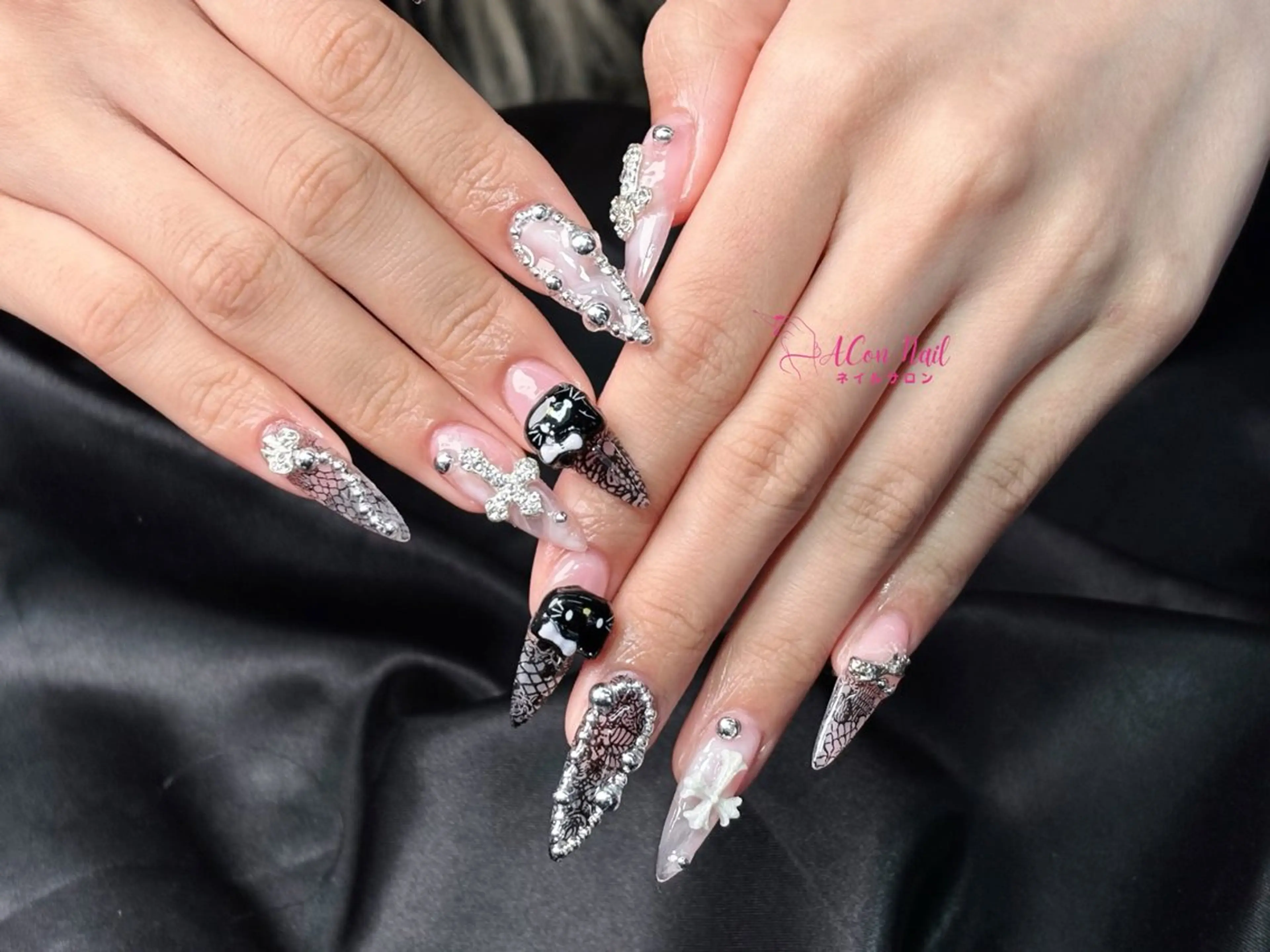 ネイル 桜ネイル 長さ出し フラワーネイル フレンチネイル ジェルネイル ハンドネイル AConNailSalon所属・ACon NailSalonのネイルデザイン