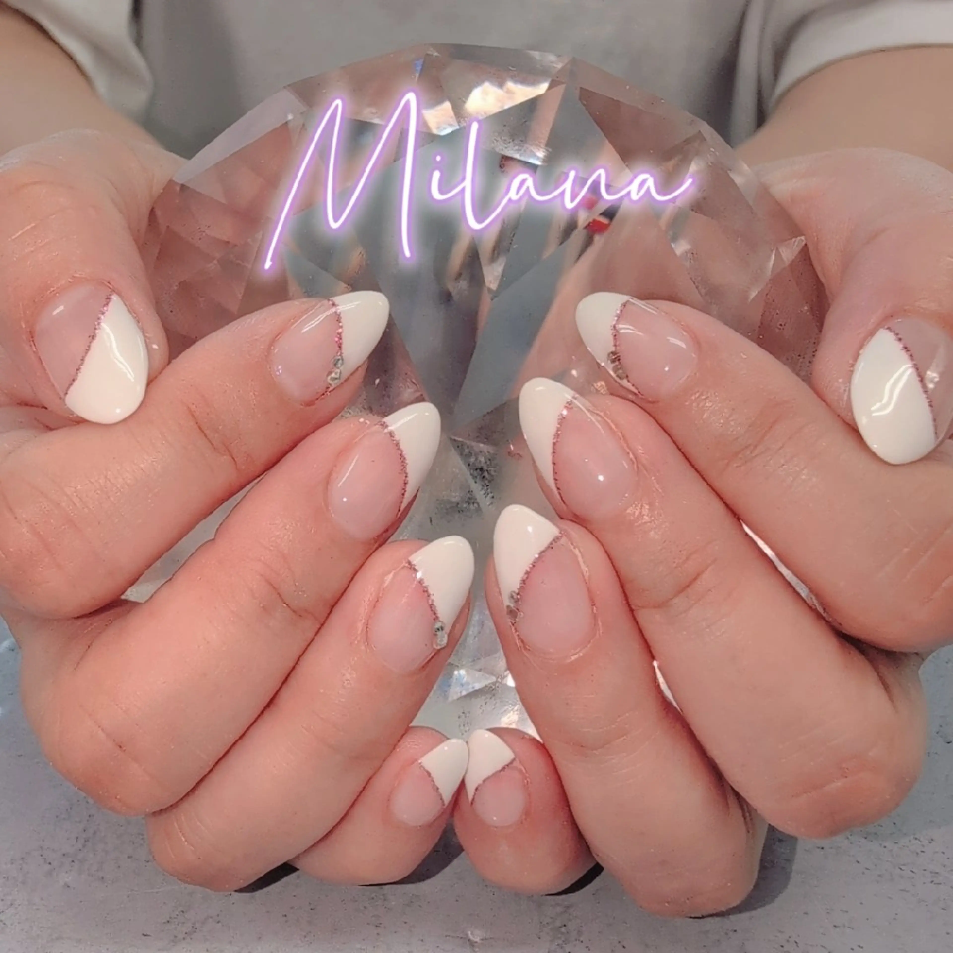 ネイル フレンチネイル 斜めフレンチ ハンドネイル Milana 川瀬のネイルデザイン