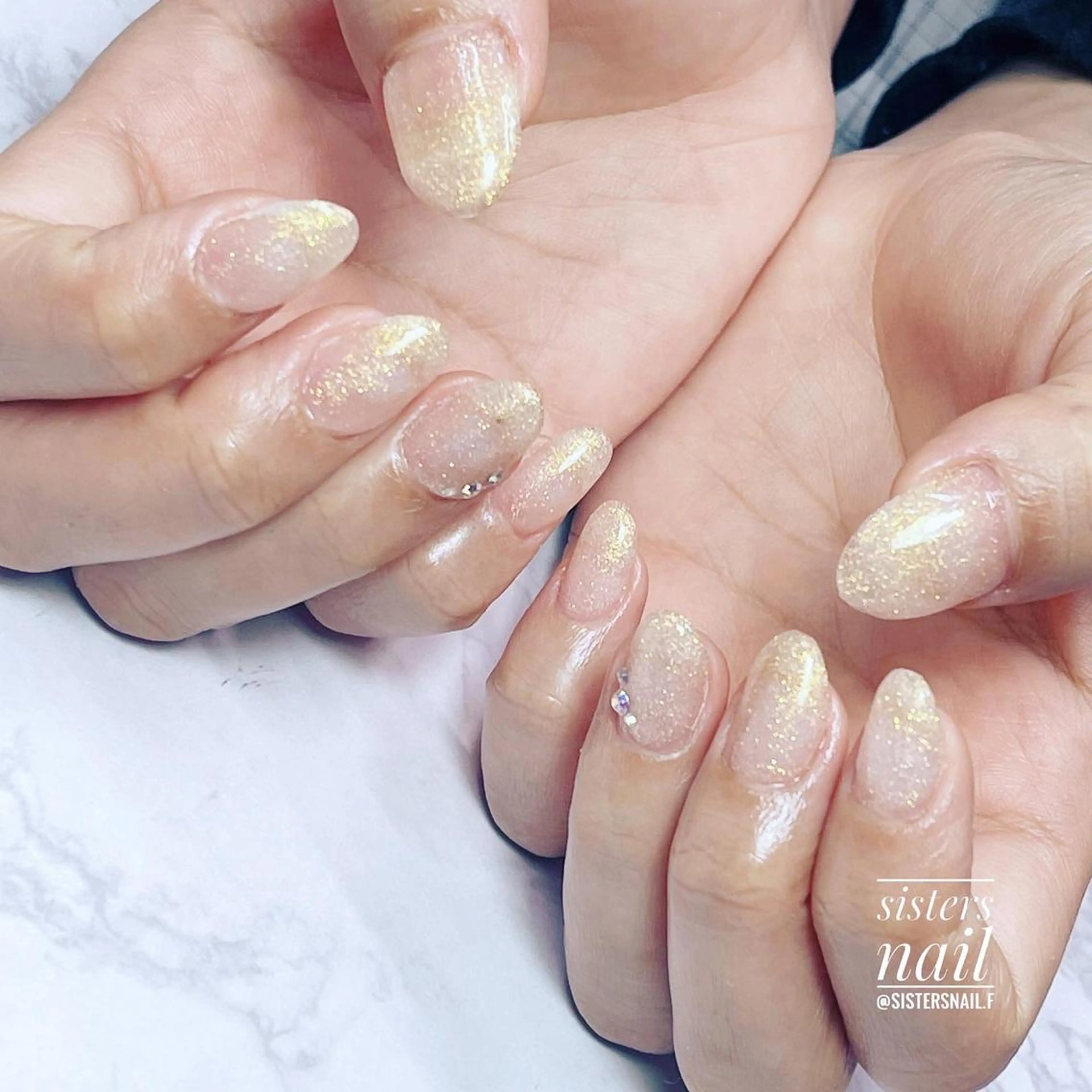 ネイル アートネイル オーロラネイル クリアネイル キラキラネイル ラメ(グリッター) sisters nail.fのネイルデザイン