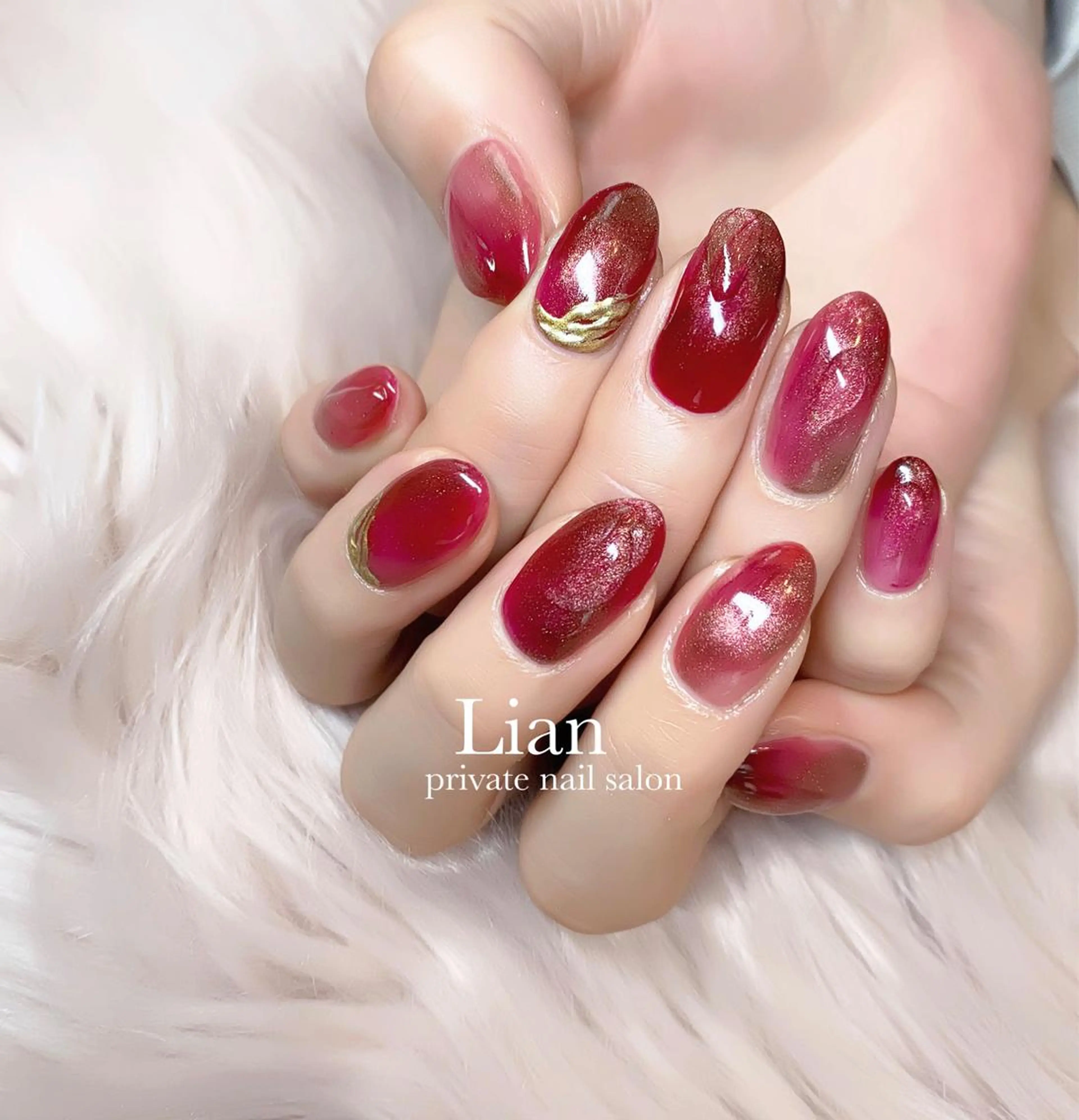 ネイル ボルドー ニュアンスネイル nailsalon Lenoaのネイルデザイン