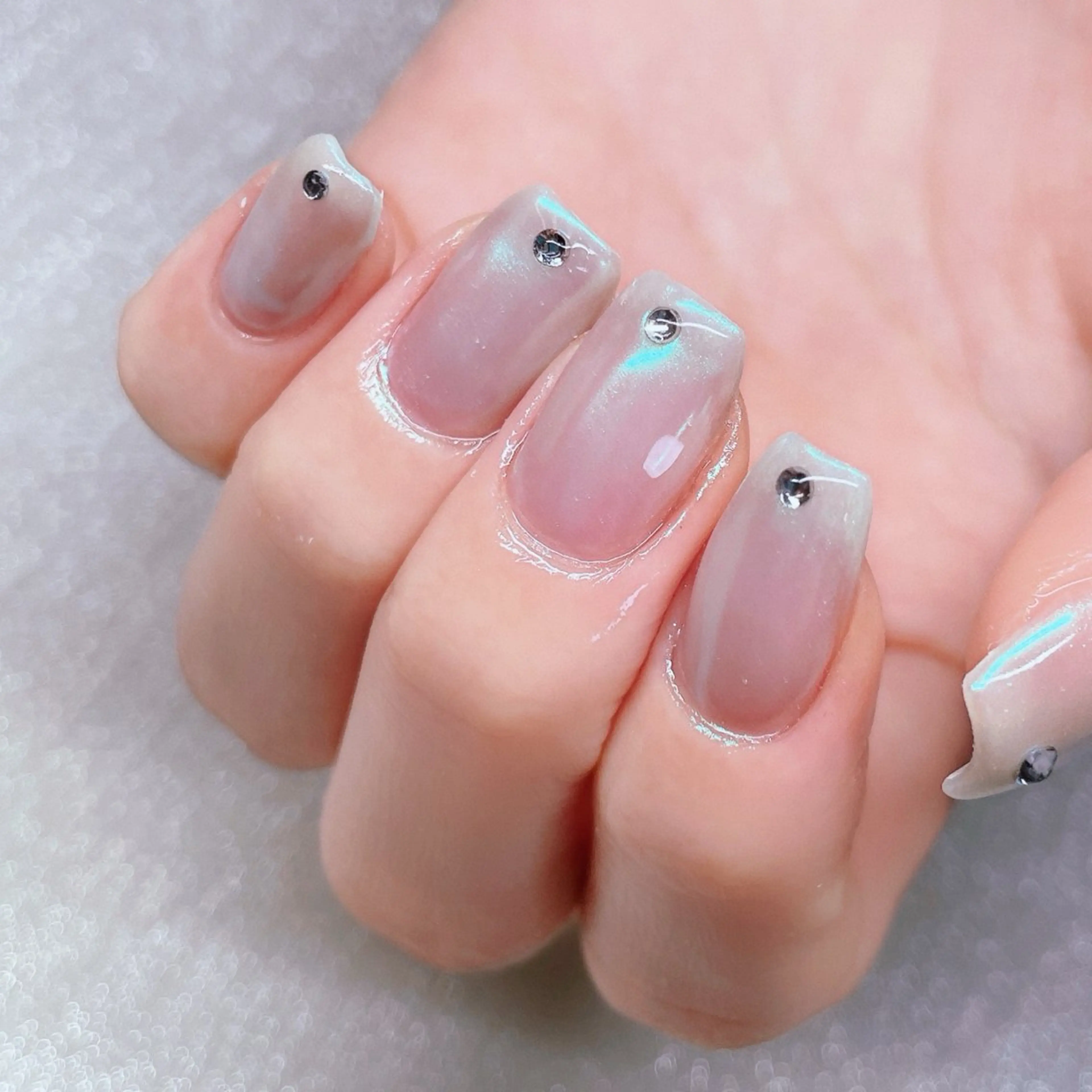 ネイル 長さ出し ストーンネイル ハンドネイル Nailist suzuのネイルデザイン