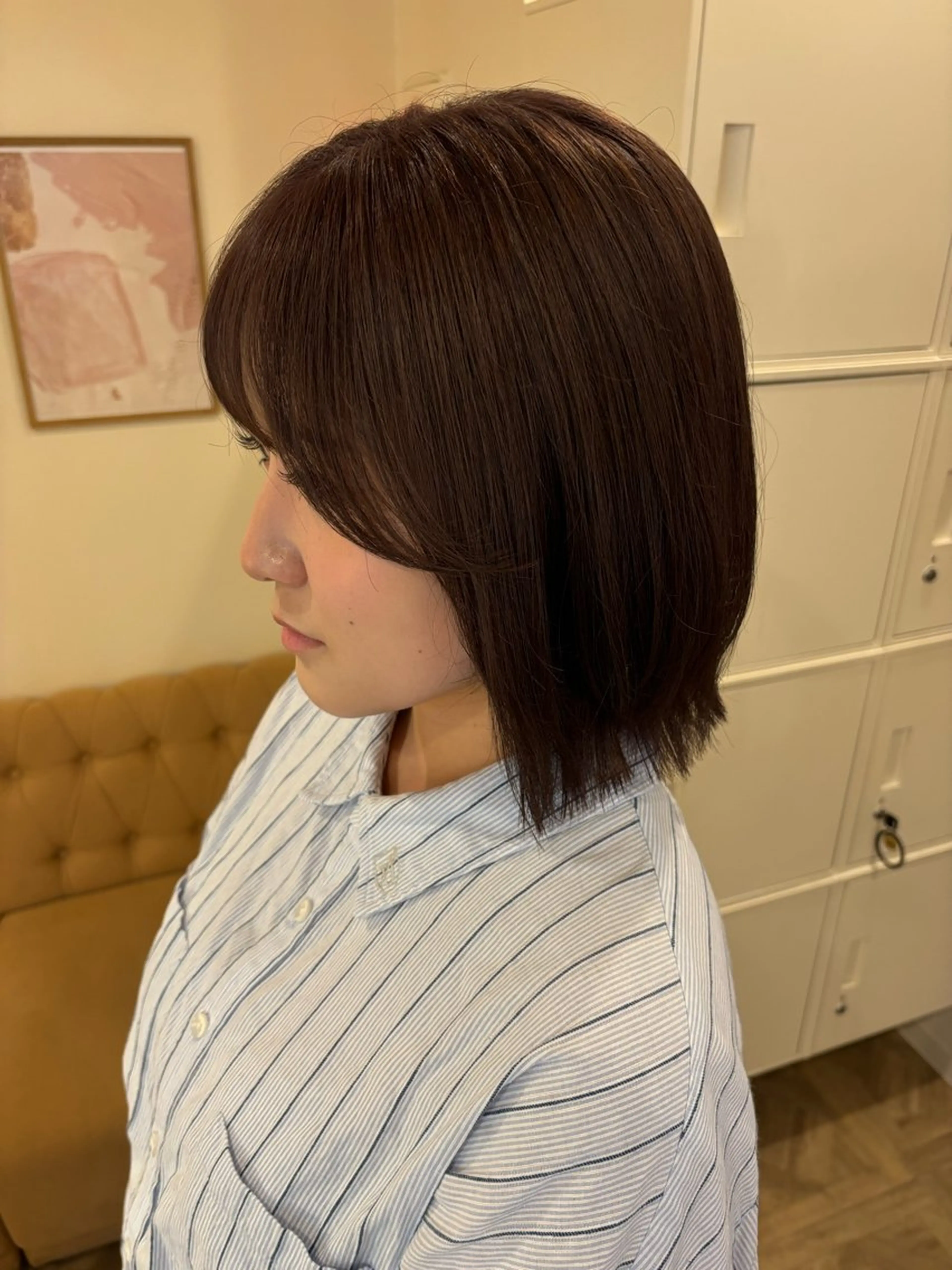 ミディアム カラー ヘアカラー トリートメント ミルクティ/ピンク/ レイヤー/yuriaのヘアスタイル