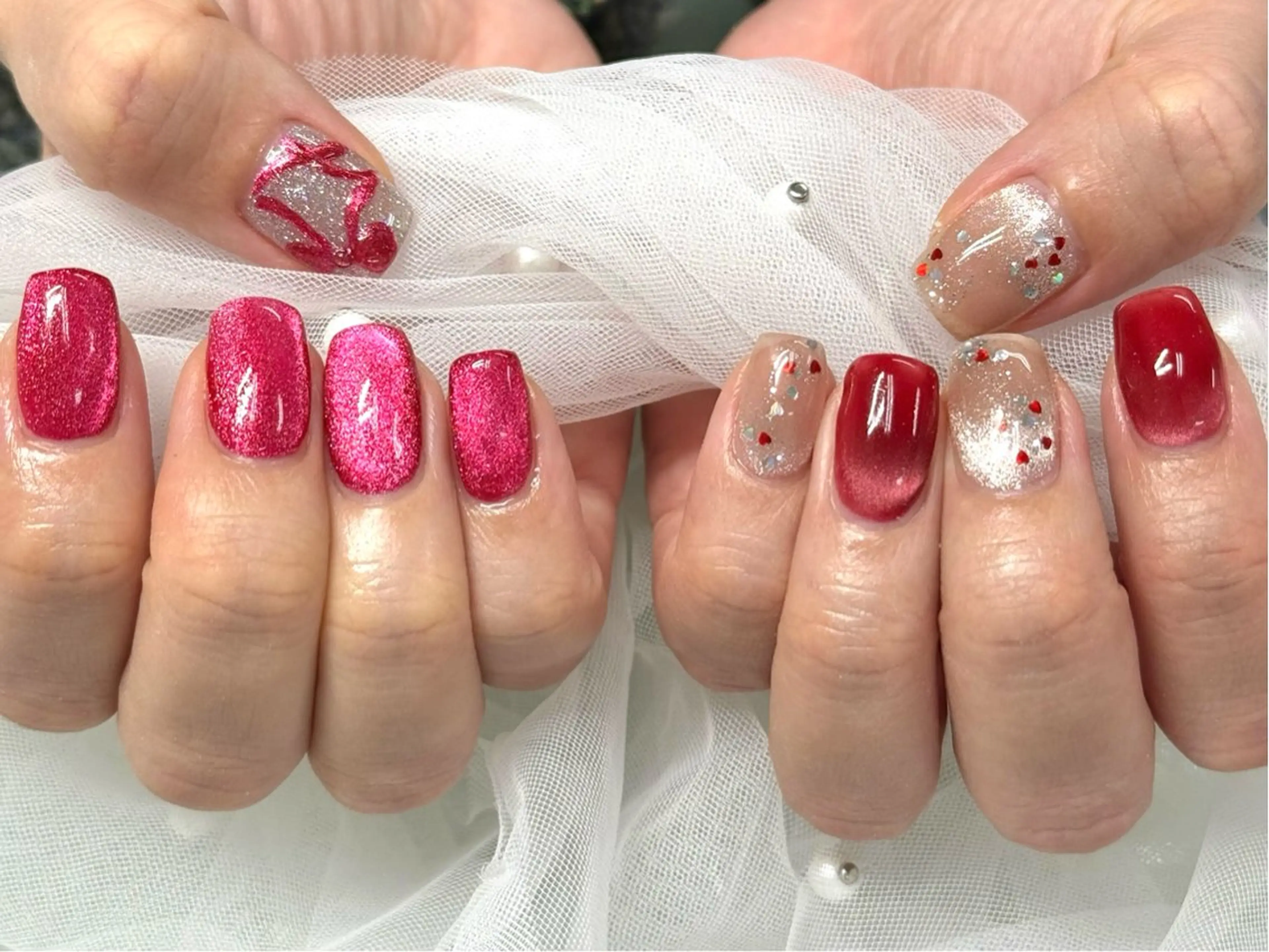 ネイル アートネイル ジェルネイル マグネットネイル 持ち込み パラジェル ハンドネイル Nail Neige🐈🌙のネイルデザイン