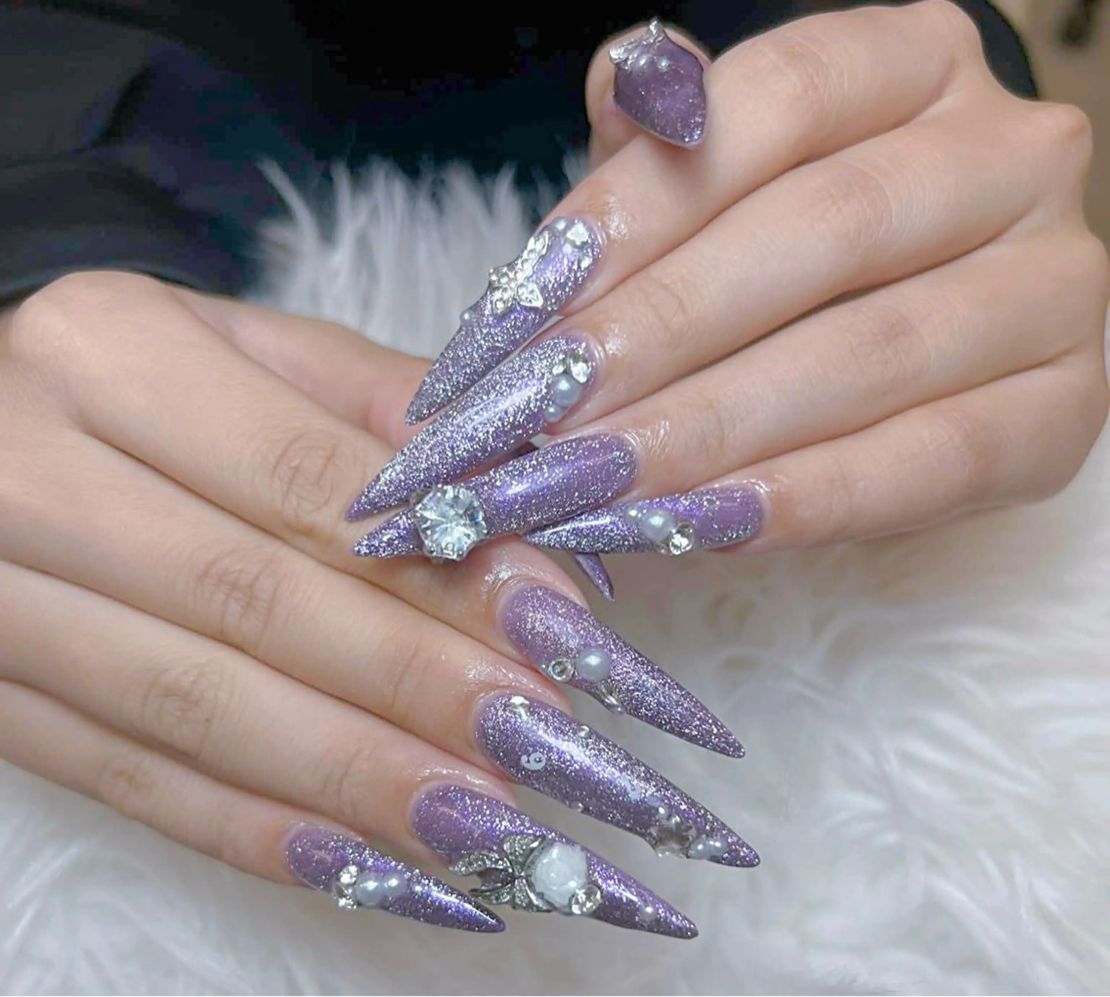 ネイル アートネイル オーロラネイル チークネイル 長さ出し フットネイル Miya _nailのネイルデザイン