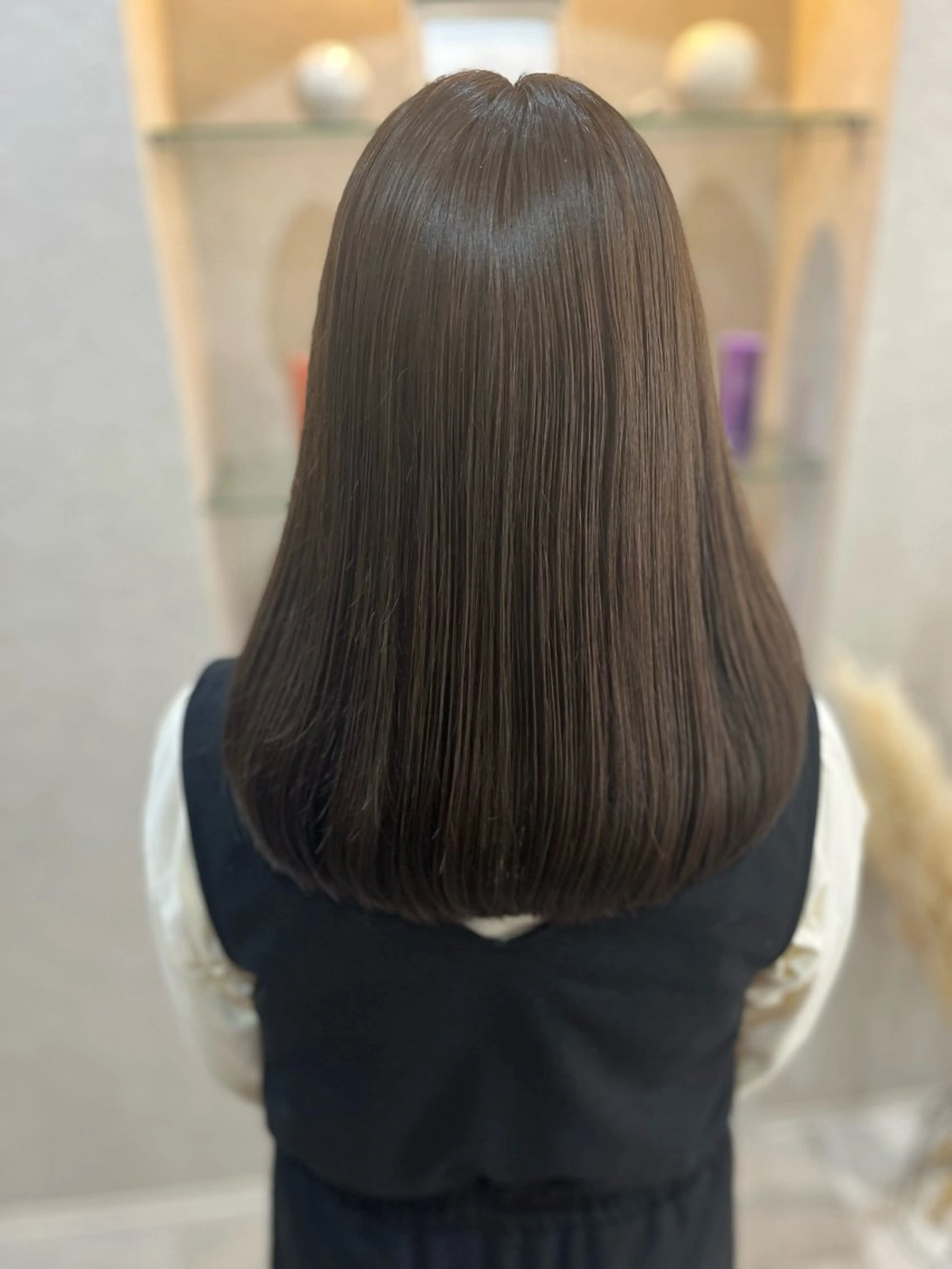 セミロング ヘアカラー トリートメント るな/透明感カラー/ 髪質改善/ワンホンのヘアスタイル