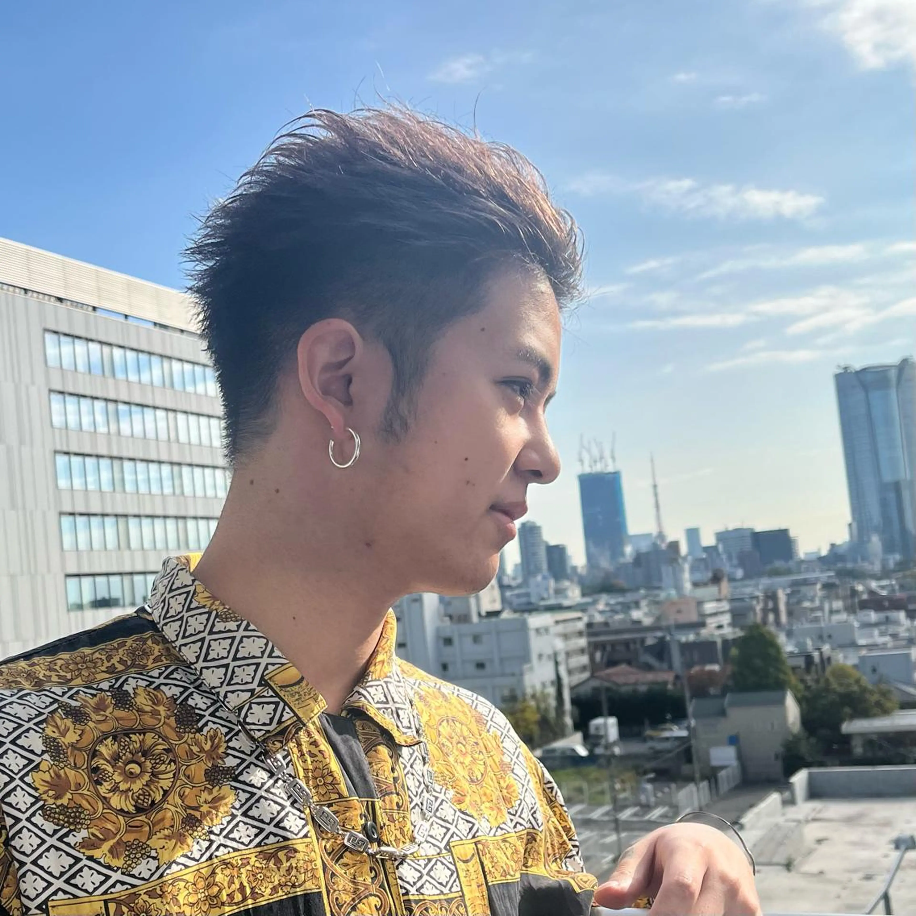 ショート カラー メンズ オールバック 外国人風カラー カット ヘアカラー メンズ特化美容師/ 藤戸 椋のヘアスタイル