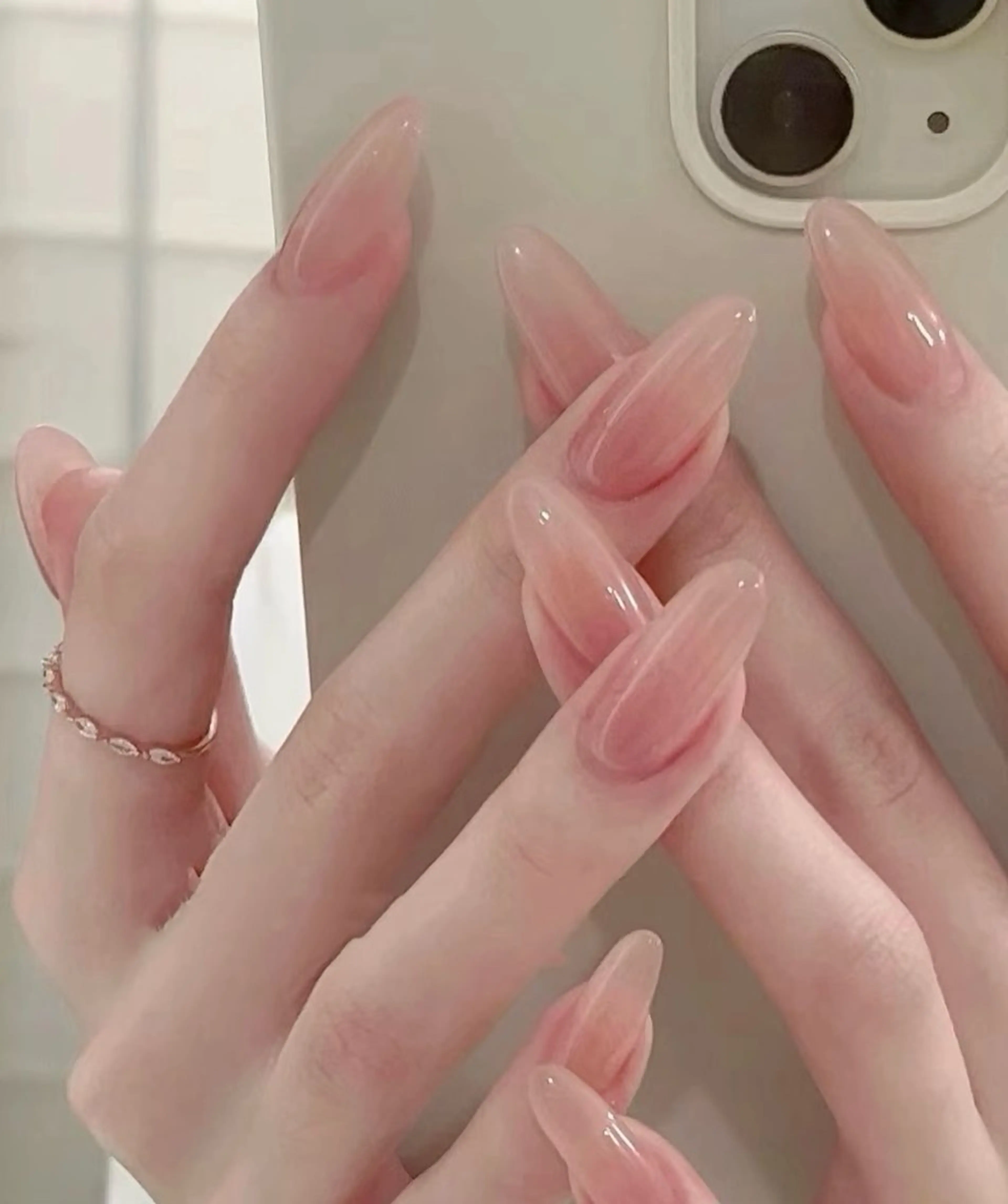 ネイル チークネイル 長さ出し フレンチネイル ガーリー 韓国ネイル sun nail池袋 モデル募集のネイルデザイン