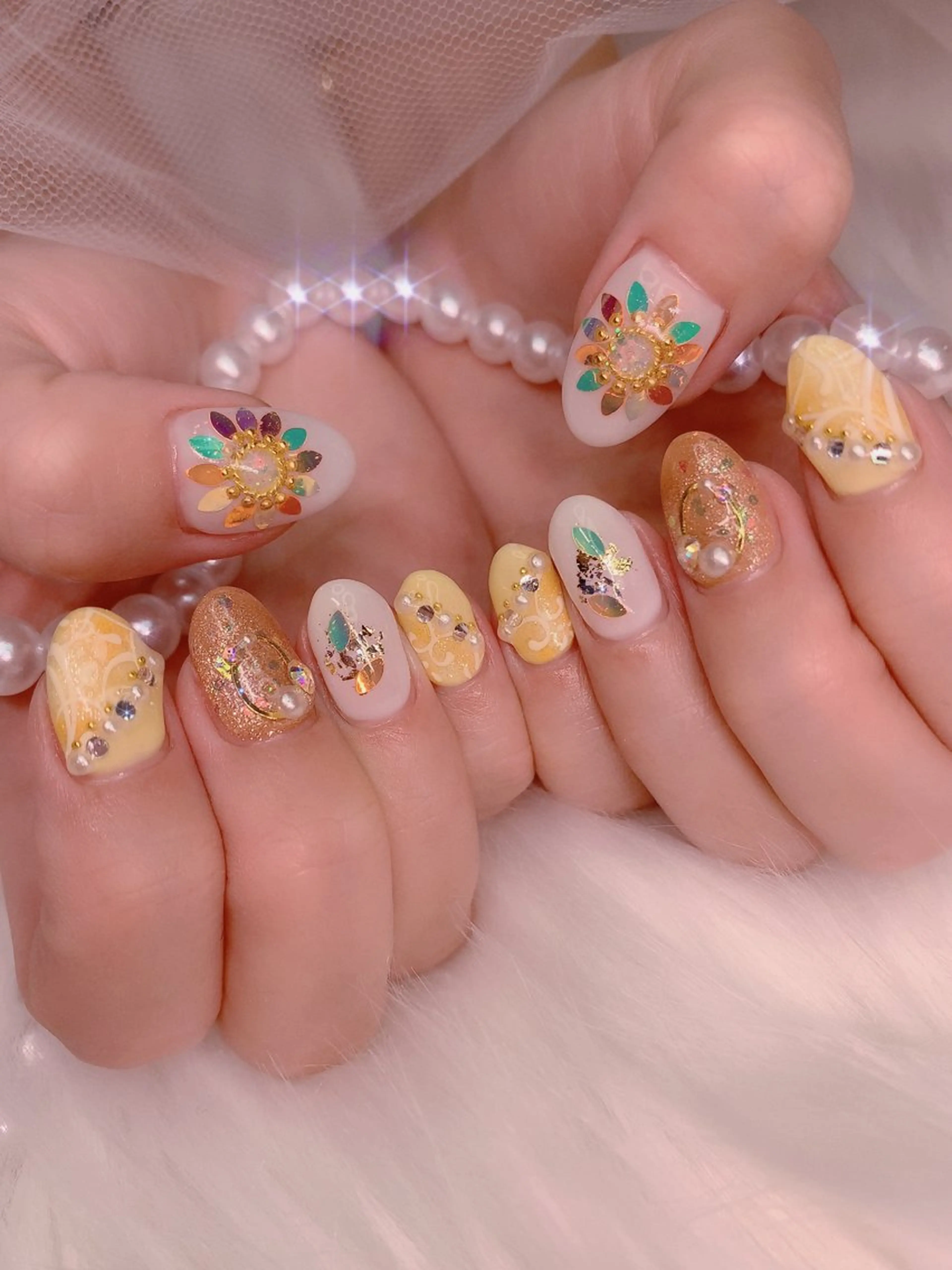 ネイル アートネイル キラキラネイル 韓国ネイル 持ち込み ぷっくりネイル シェアサロンLei.g(レイジー)所属・3Dアートネイル💗 都築レナのネイルデザイン