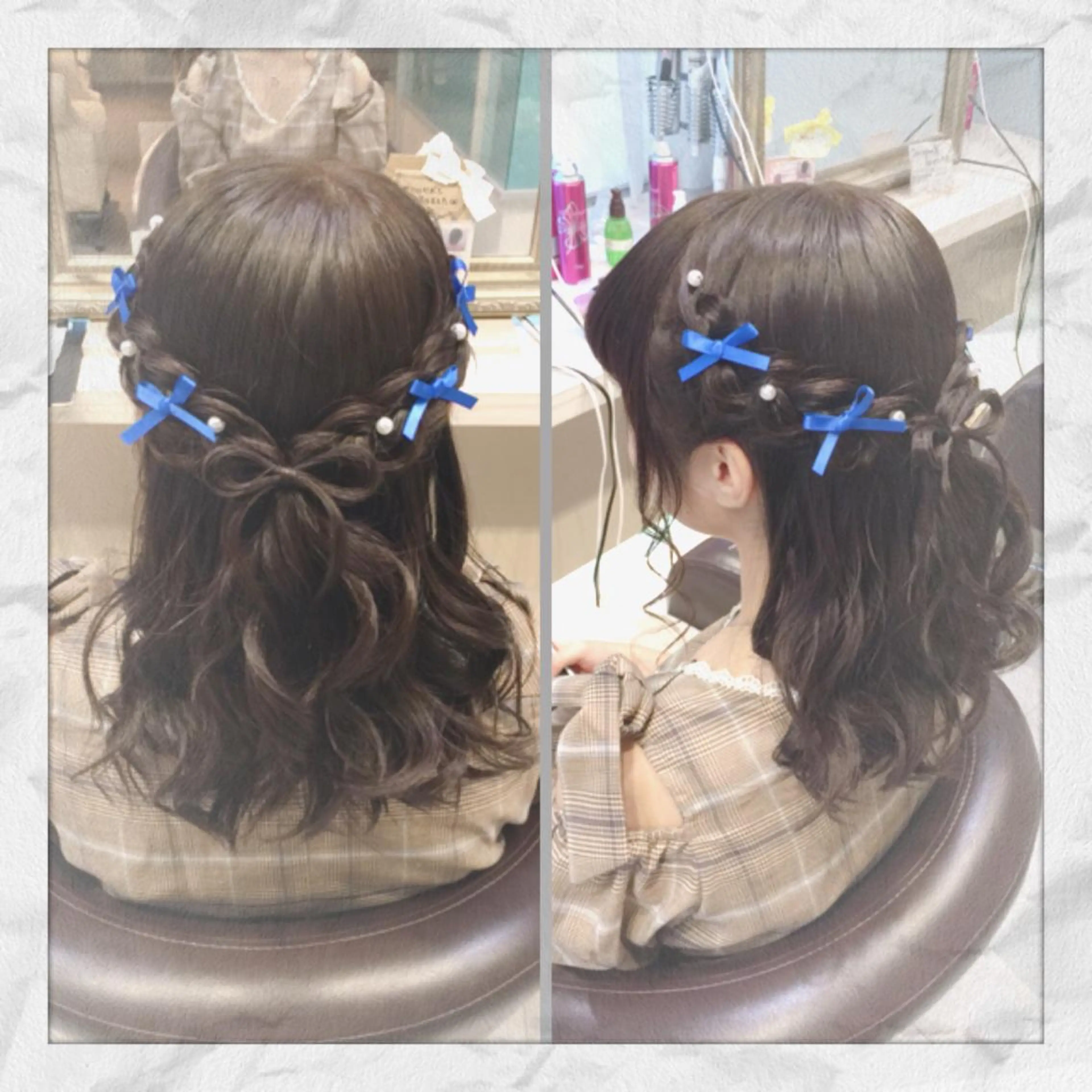 ミディアム ヘアアレンジ ハーフアップ ヘアセット ヘアセット/着付け 𓇼 まつもと𓇼のヘアスタイル