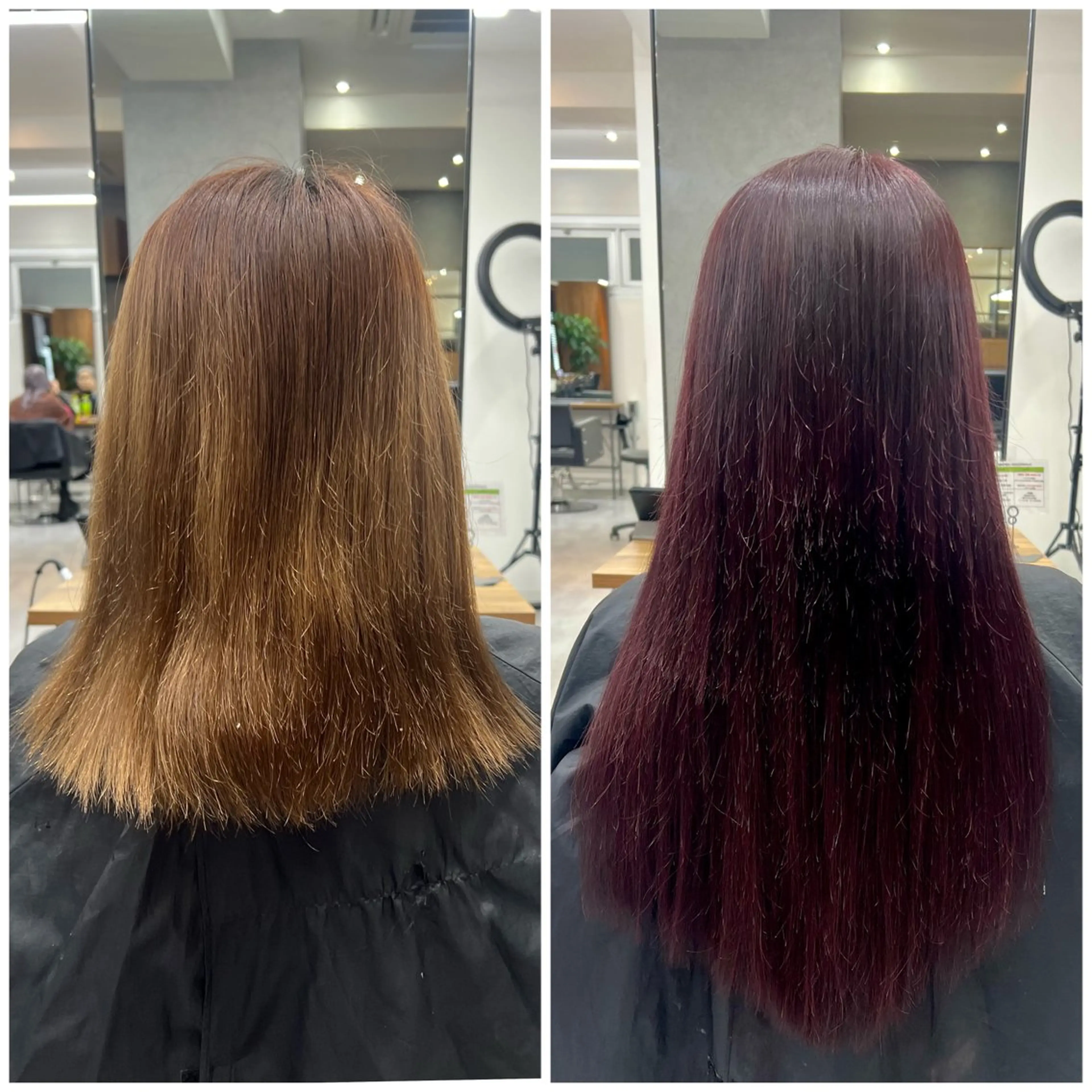 ロング カラー シールエクステ ボルドーカラー レッドカラー エクステ ショート/ウルフ カットモデル募集のヘアスタイル