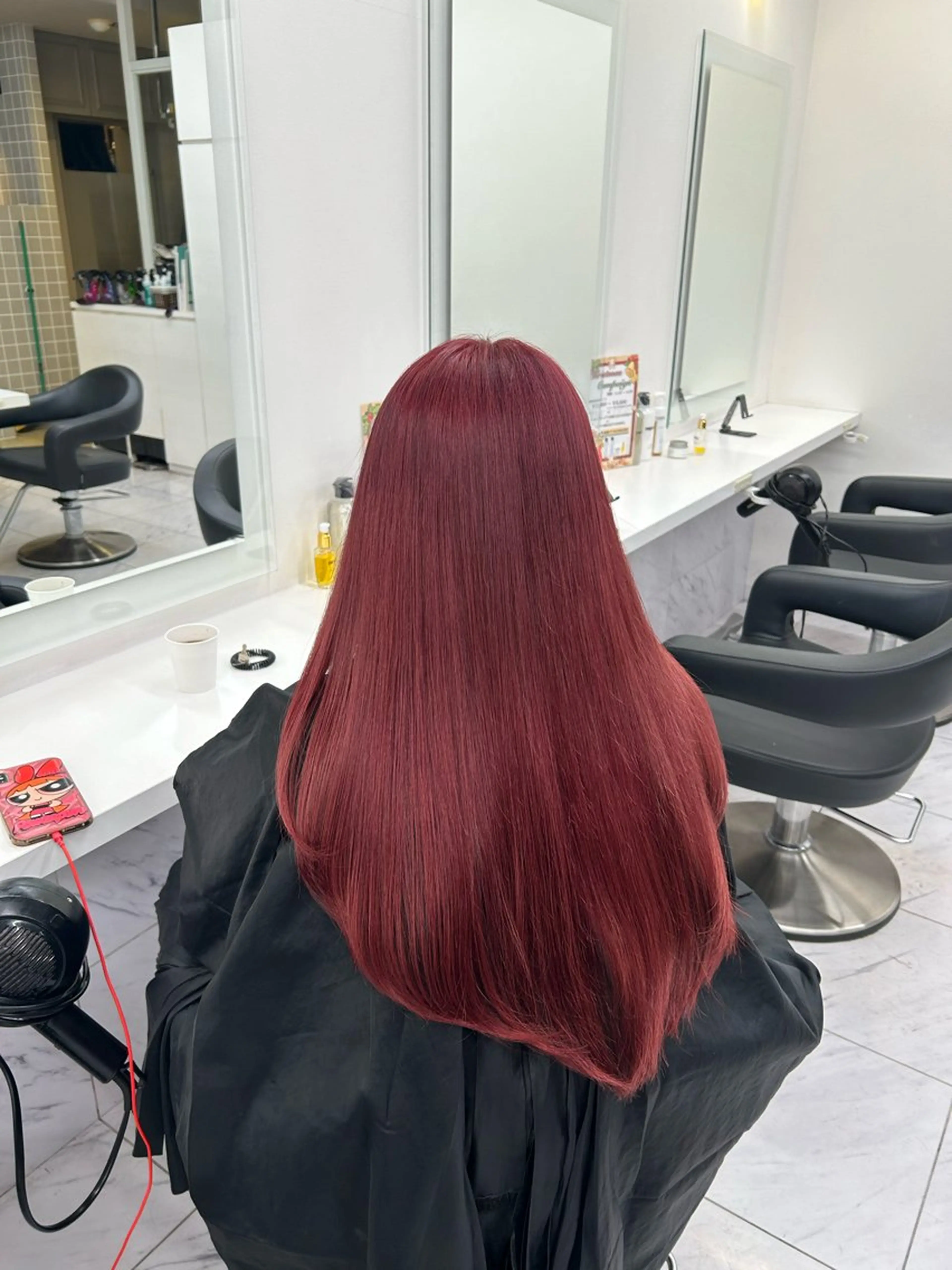 セミロング カラー パーマ ヘアアレンジ レッドカラー 韓国風ヘア トリートメント ヘッドスパ ヘアセット 💎韓国/ レイヤー カット/ 暖色🫧のヘアスタイル