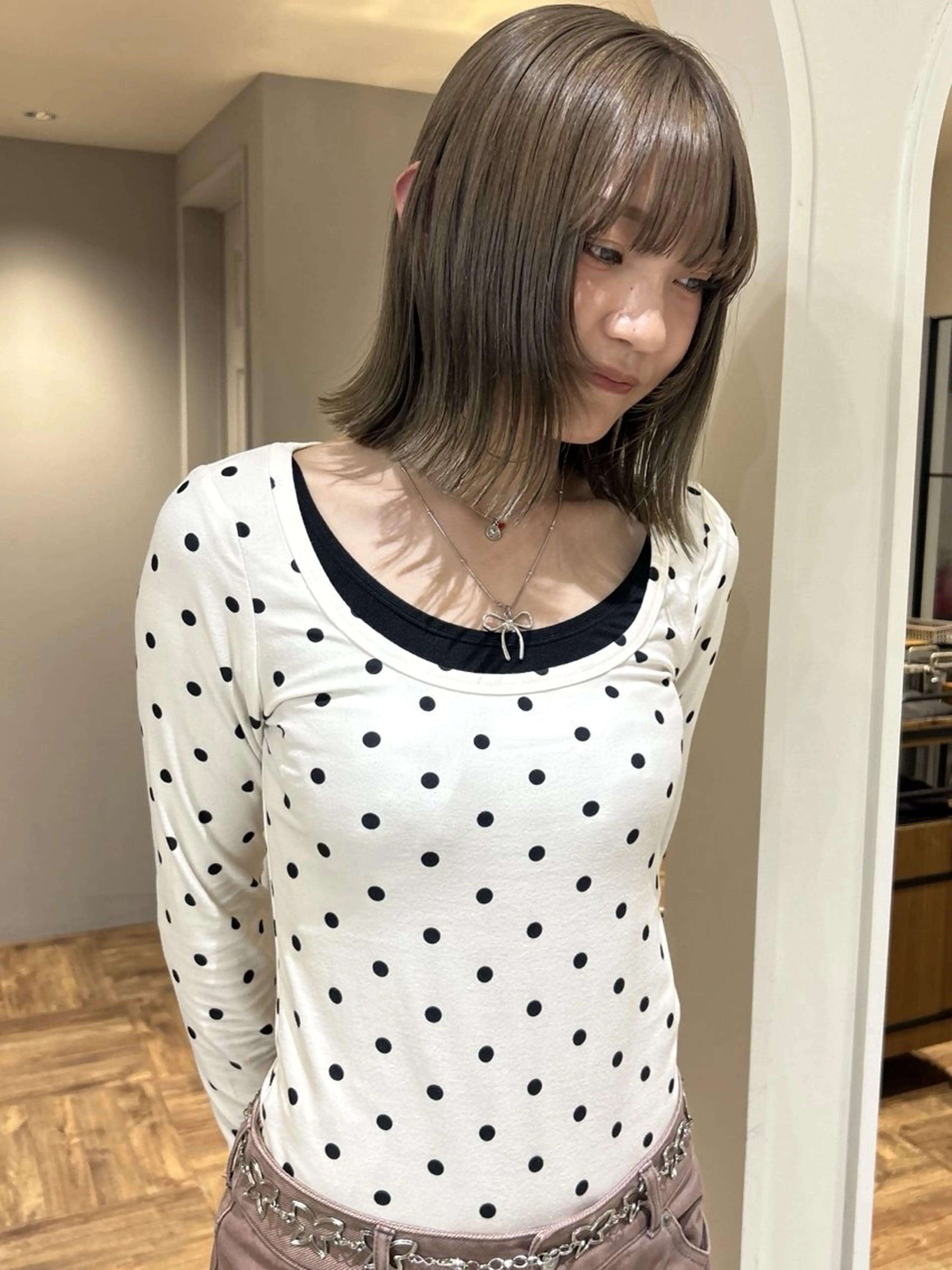 ミディアム カラー カット ヘアカラー トリートメント じゅわっと暖色カラー 🍊Moemiのヘアスタイル