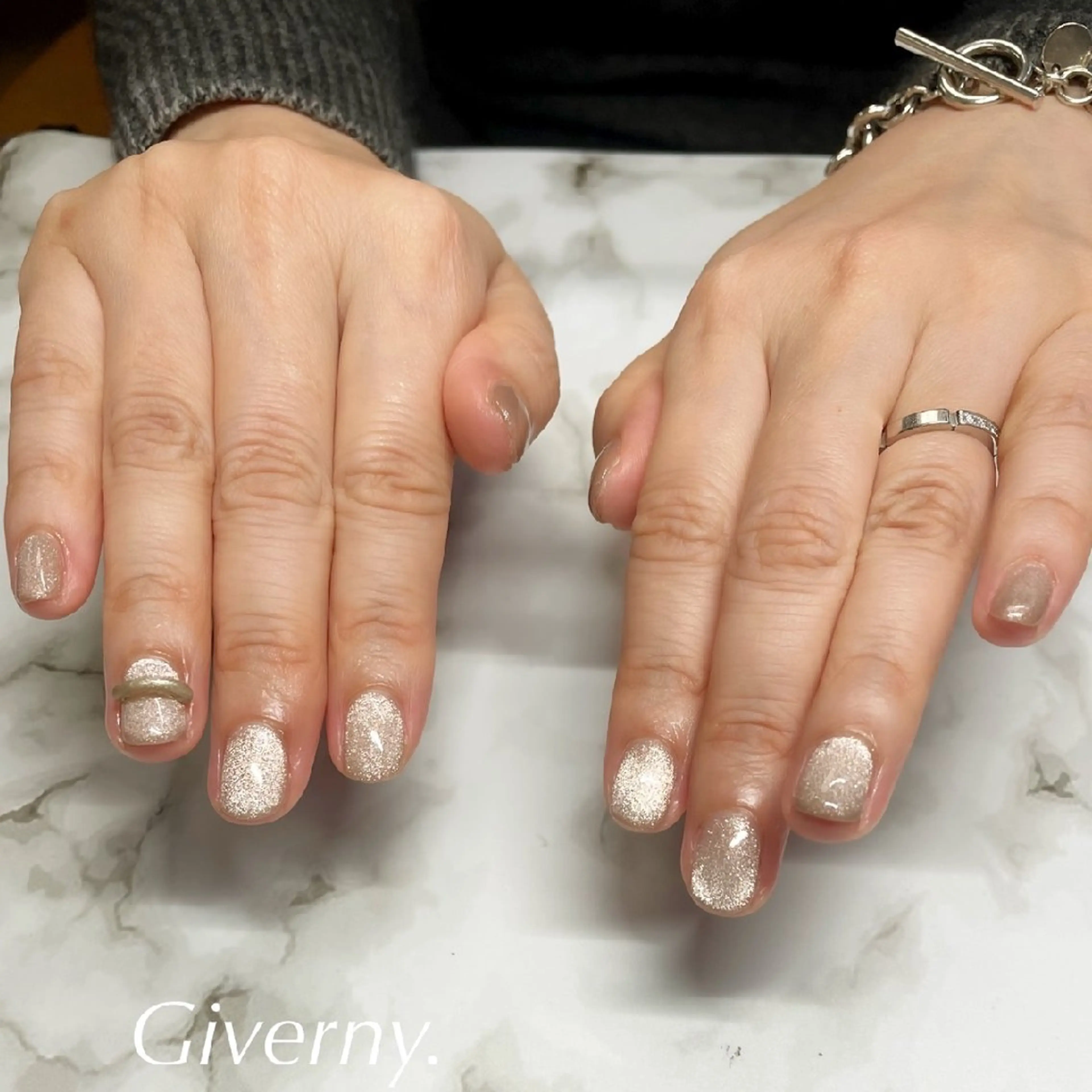 ネイル マグネットネイル 冬ネイル ハンドネイル Giverny .のネイルデザイン