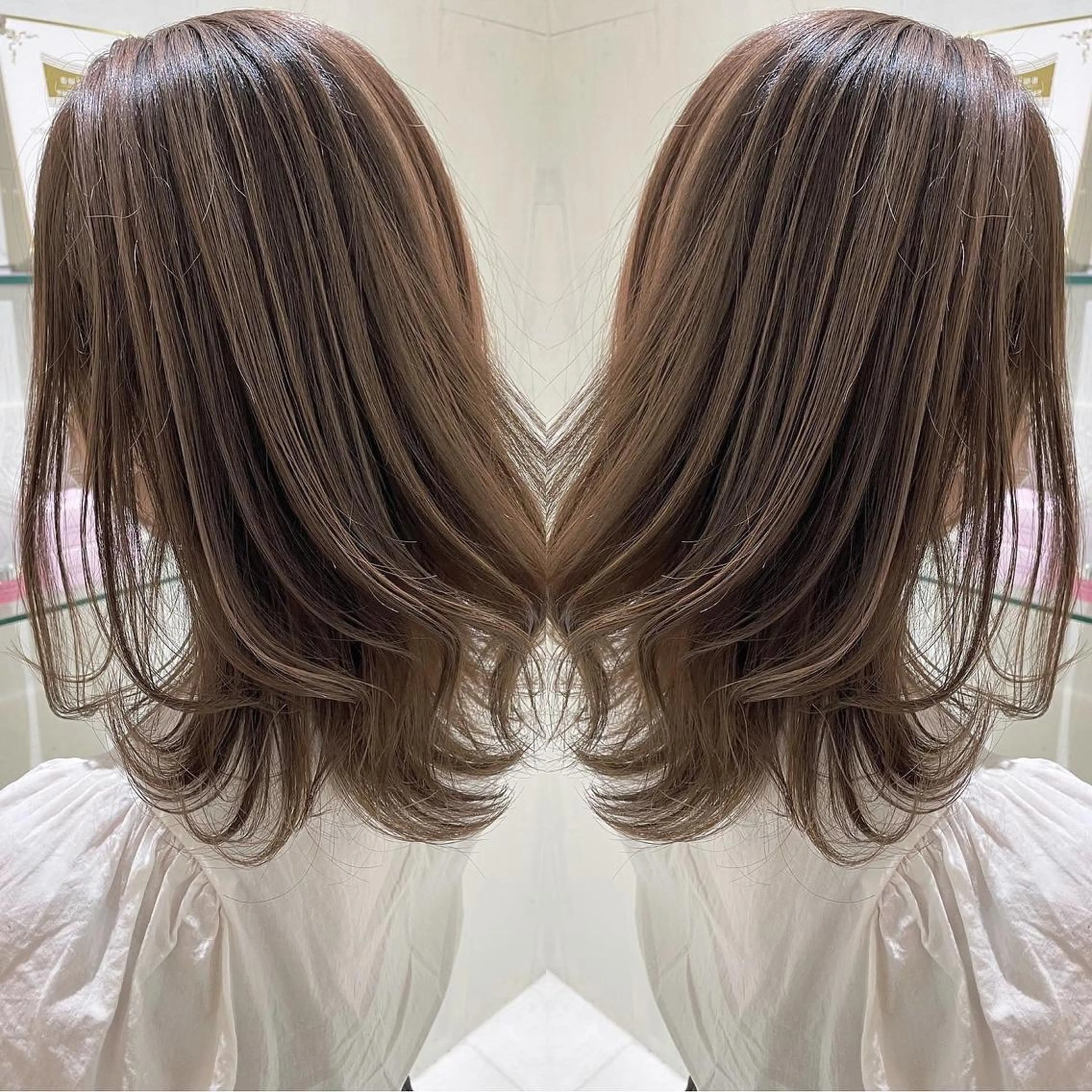 セミロング カラー アッシュ 外国人風カラー レイヤーカット ヘアカラー トリートメント 河合秀明/ショート /ボブ/レイヤーのヘアスタイル