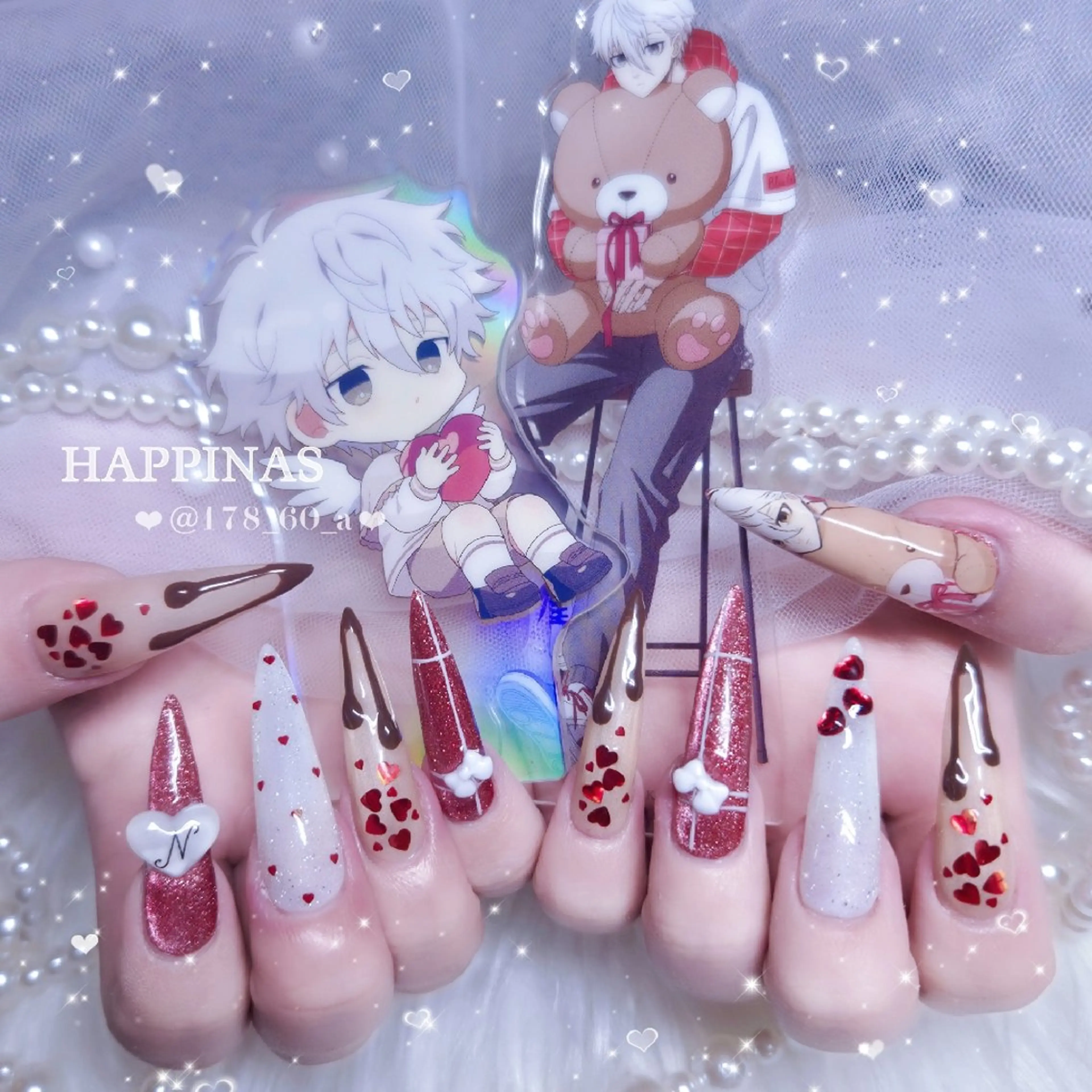 ネイル ガーリー グラデーション ラメ(グリッター) ラメグラデーション スカルプネイル ハンドネイル HAPPINAS🎀  れん🖤痛ネイルのネイルデザイン