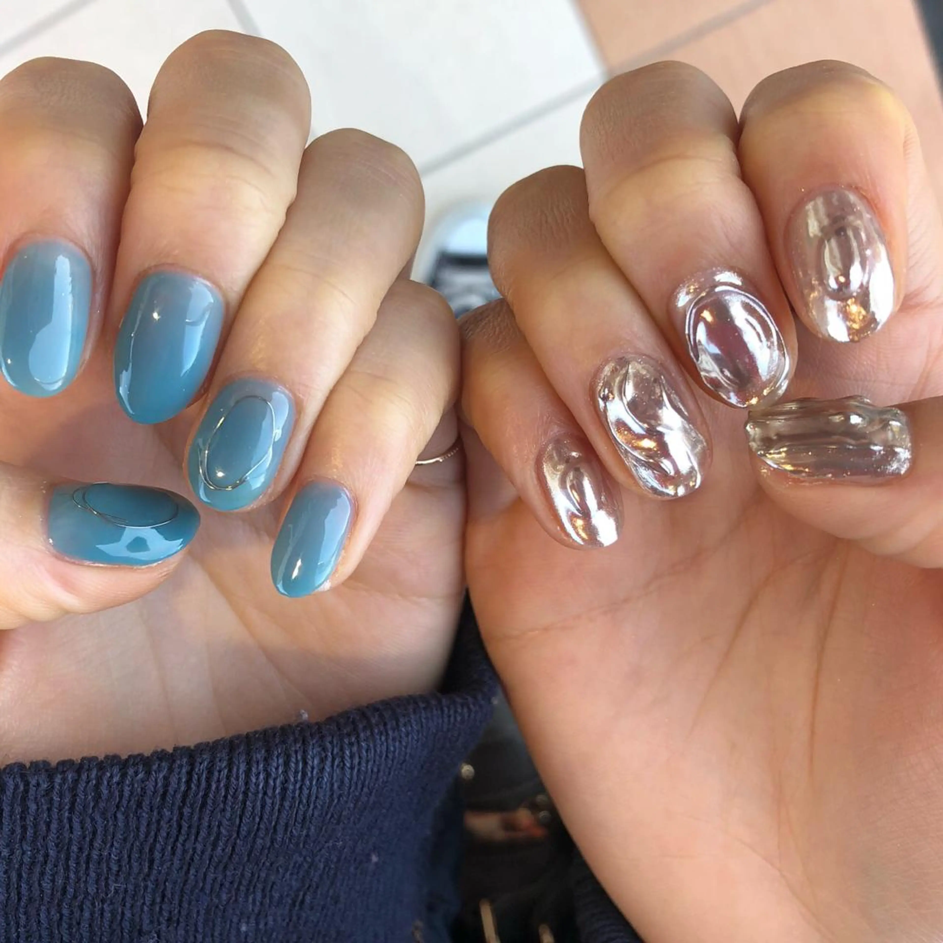 セミロング カラー パーマ ネイル 難しい髪質の縮毛矯正 高岡/射水/髪質改善のヘアスタイル