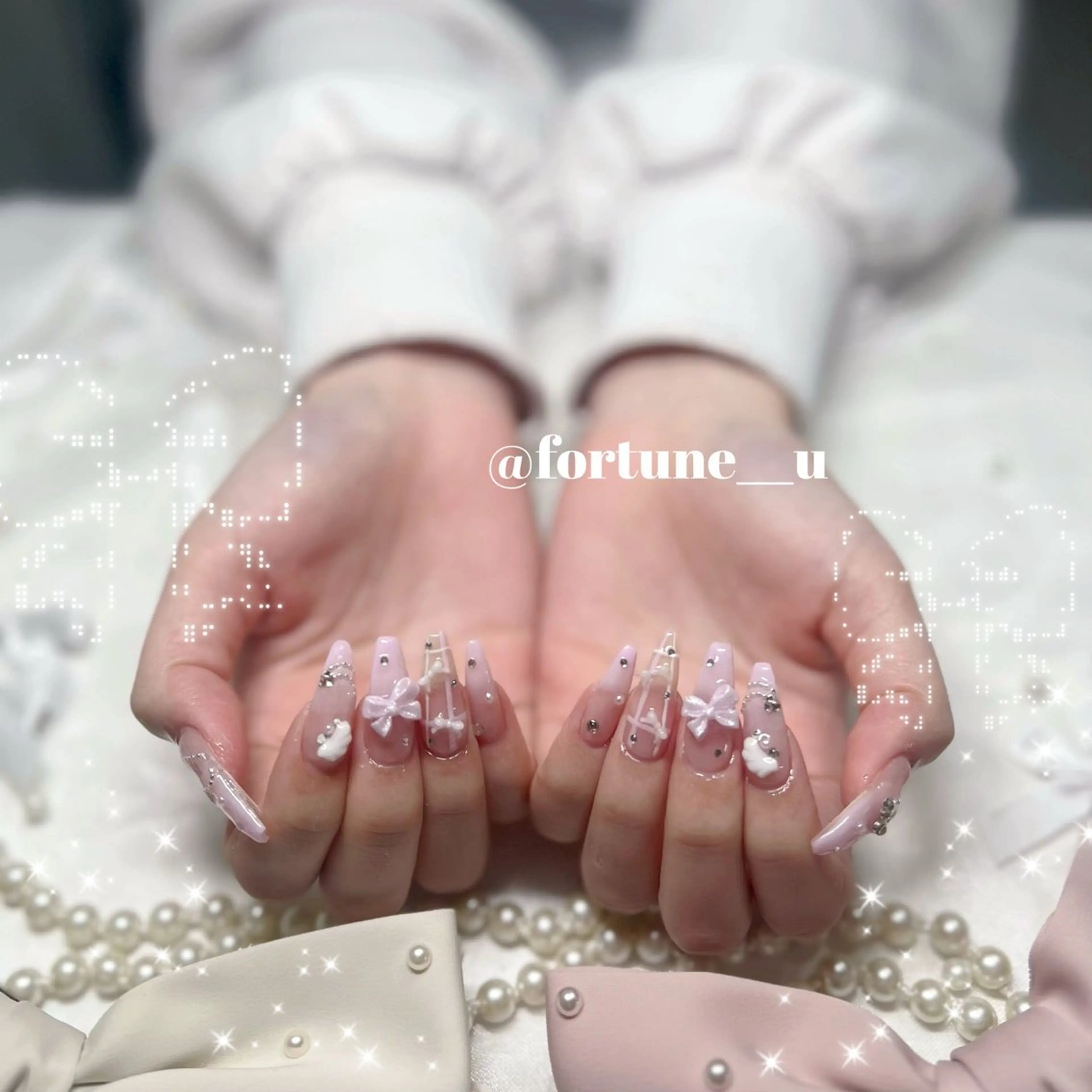 ネイル ガーリー 韓国ネイル ワンホンネイル ハンドネイル 💜✩.* Yuuna💜のネイルデザイン