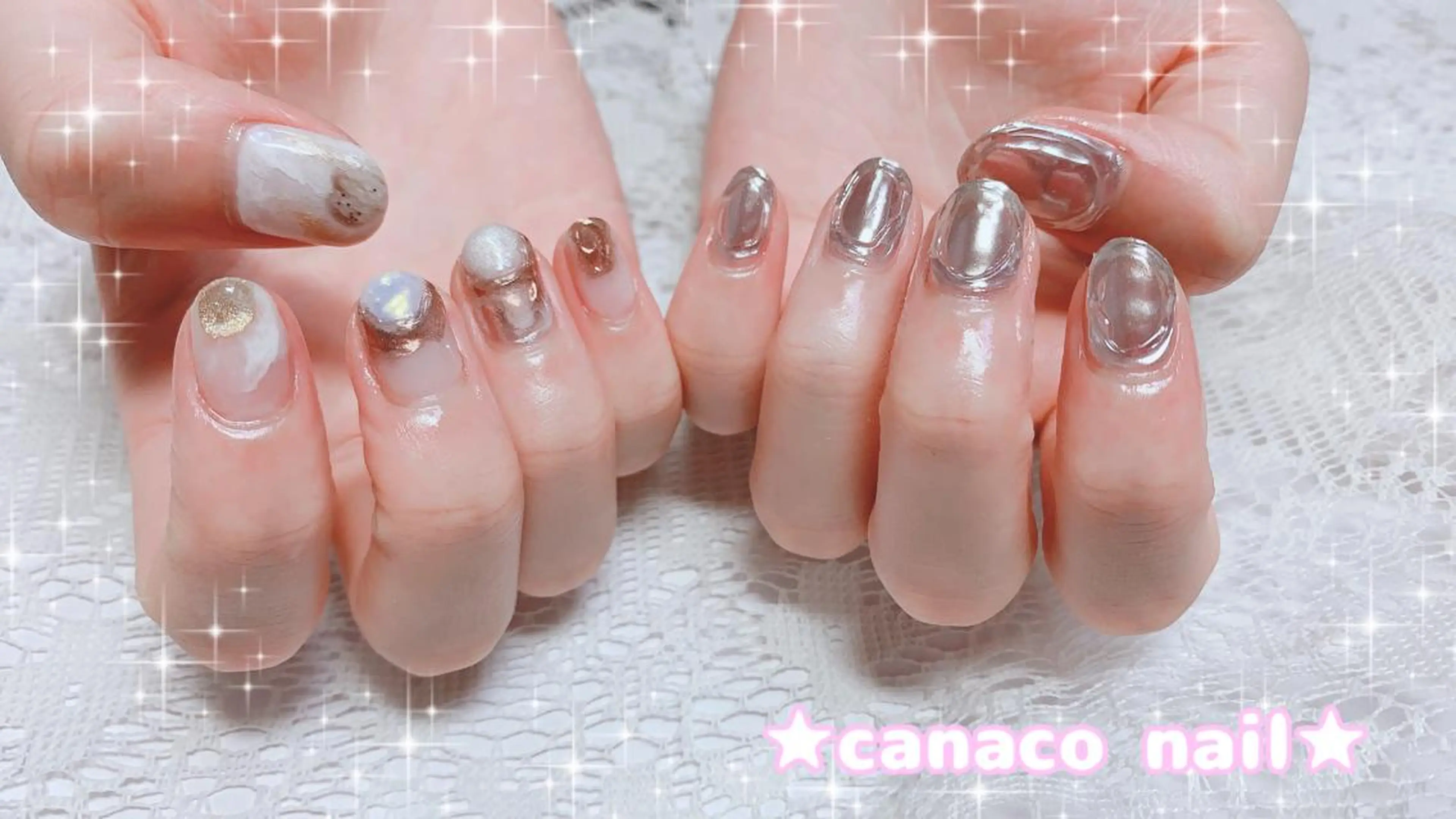 ネイル アートネイル ジェルネイル ミラーネイル ニュアンスネイル パラジェル ハンドネイル ハンドケア ベテランネイル cnc nailのネイルデザイン